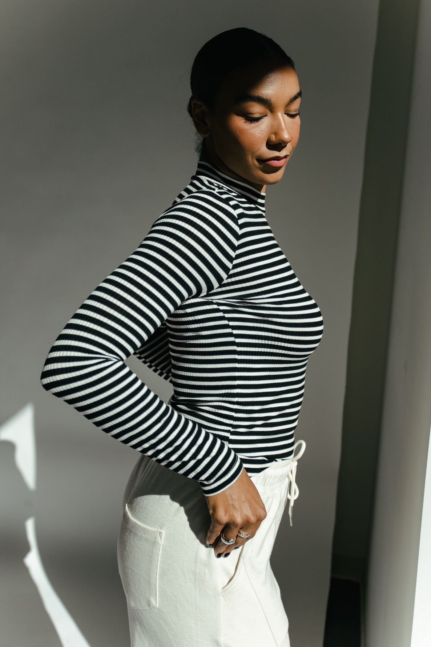 Days Like This Striped Long Sleeve - Black + White