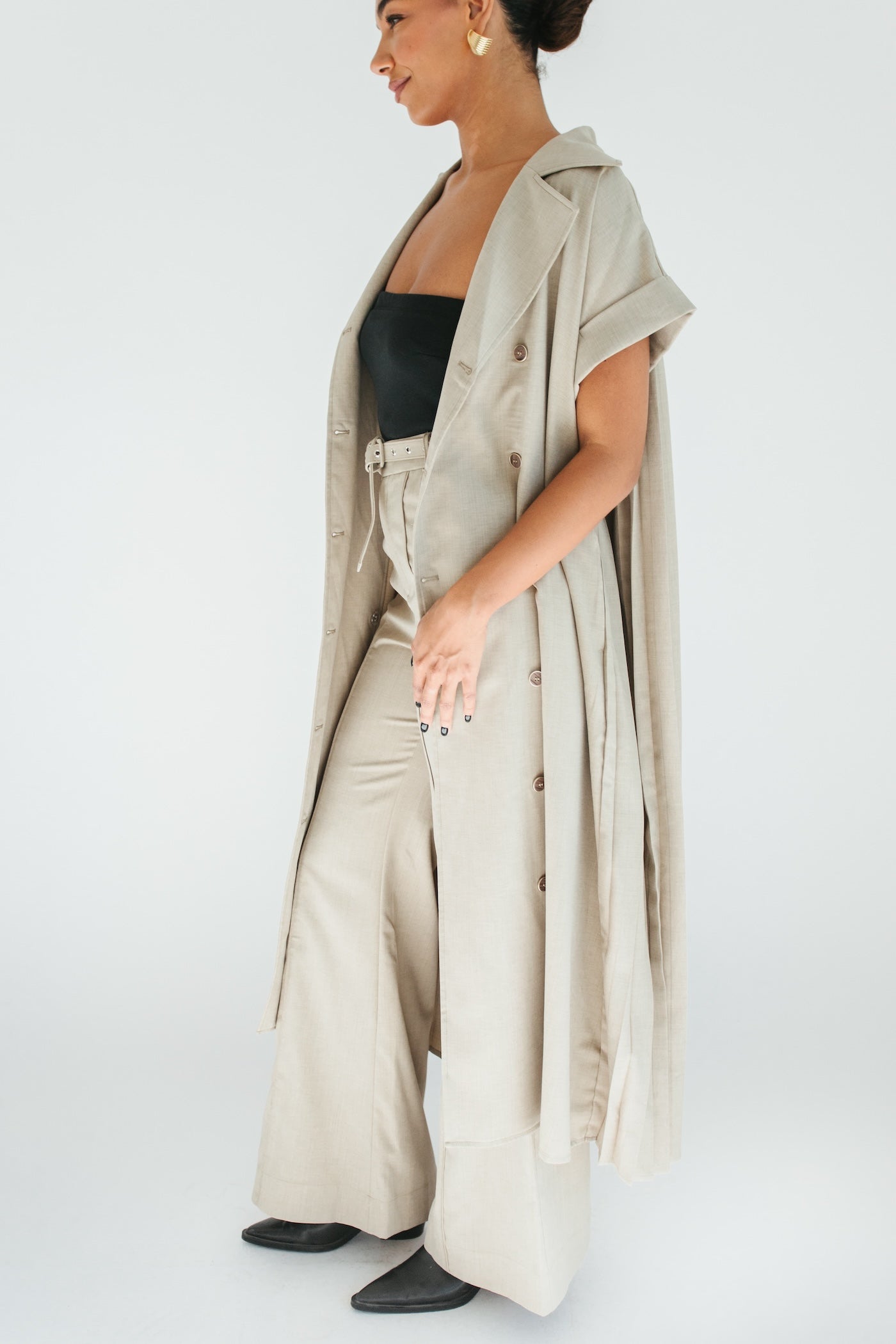 Falling For You Trench + Pant Set - Taupe