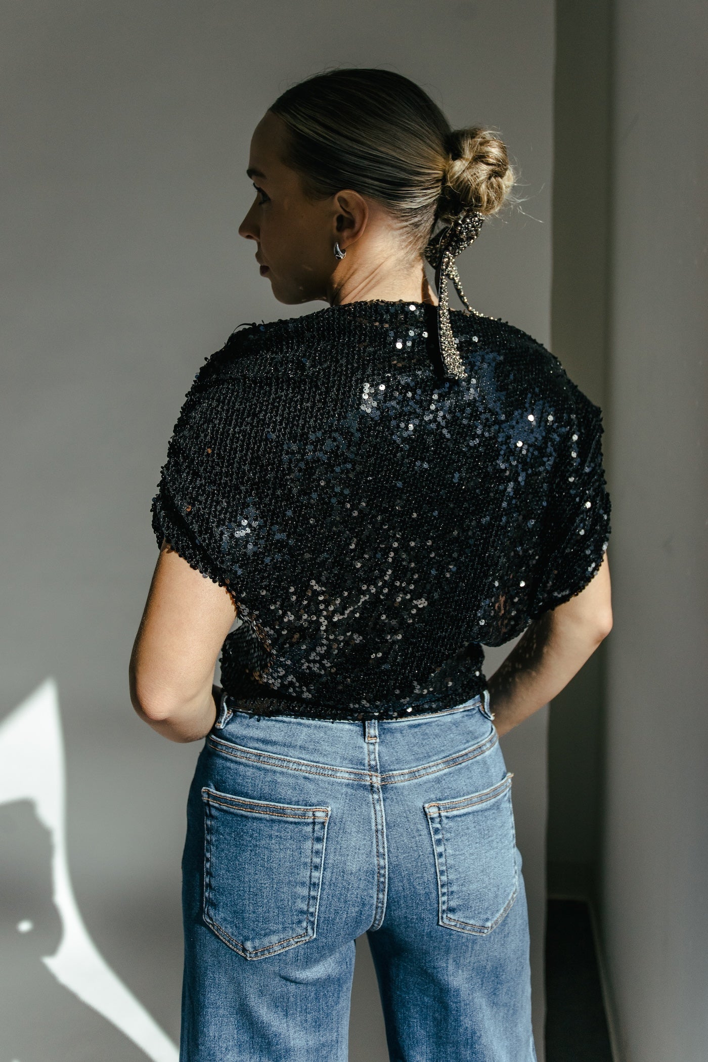 Glacier Sequin Top - Black