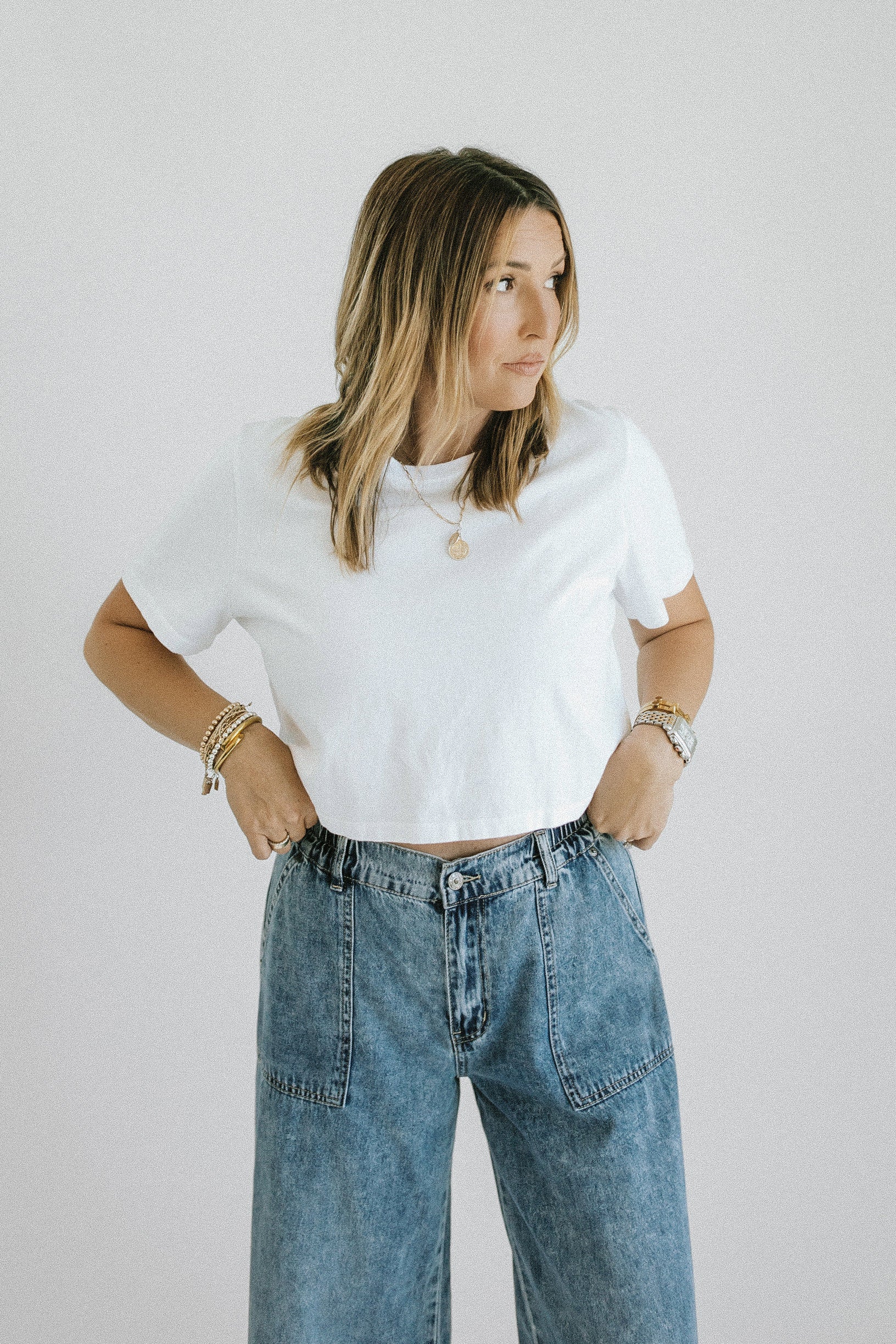 Day Trip Cropped Tee - White