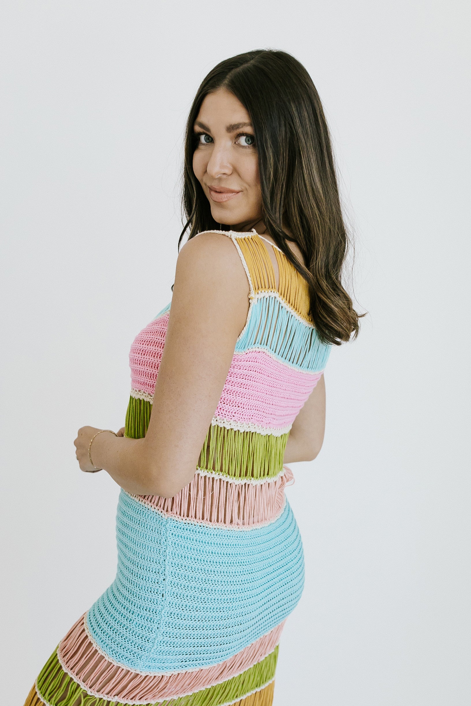 That Feeling Multi Color Crochet Midi Dress