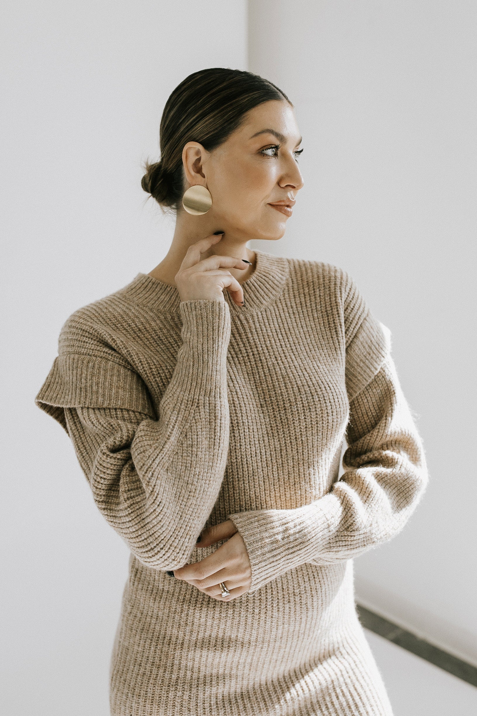 Estella Sweater Mini Dress - Taupe