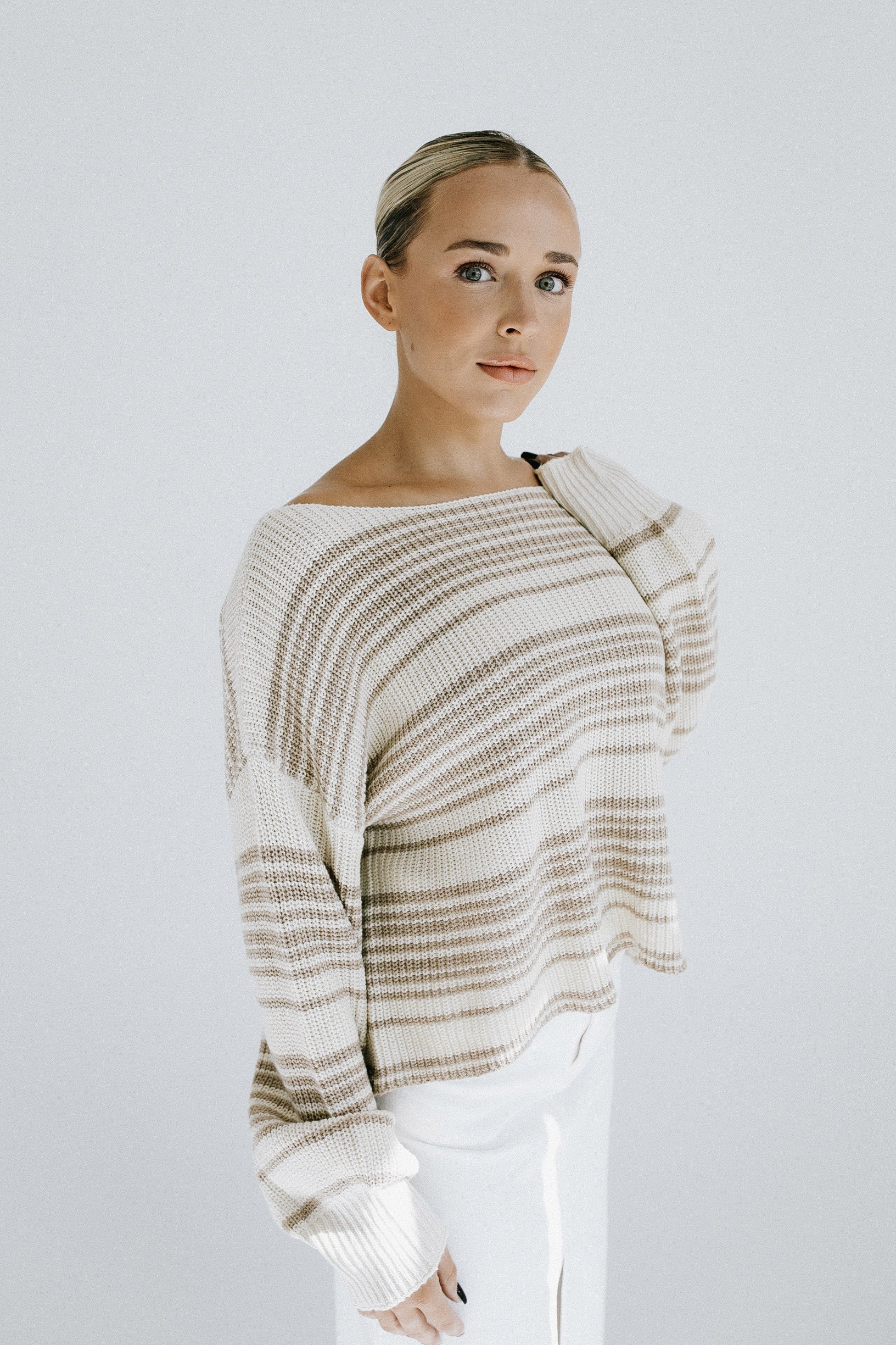 Jackie Striped Sweater - Beige