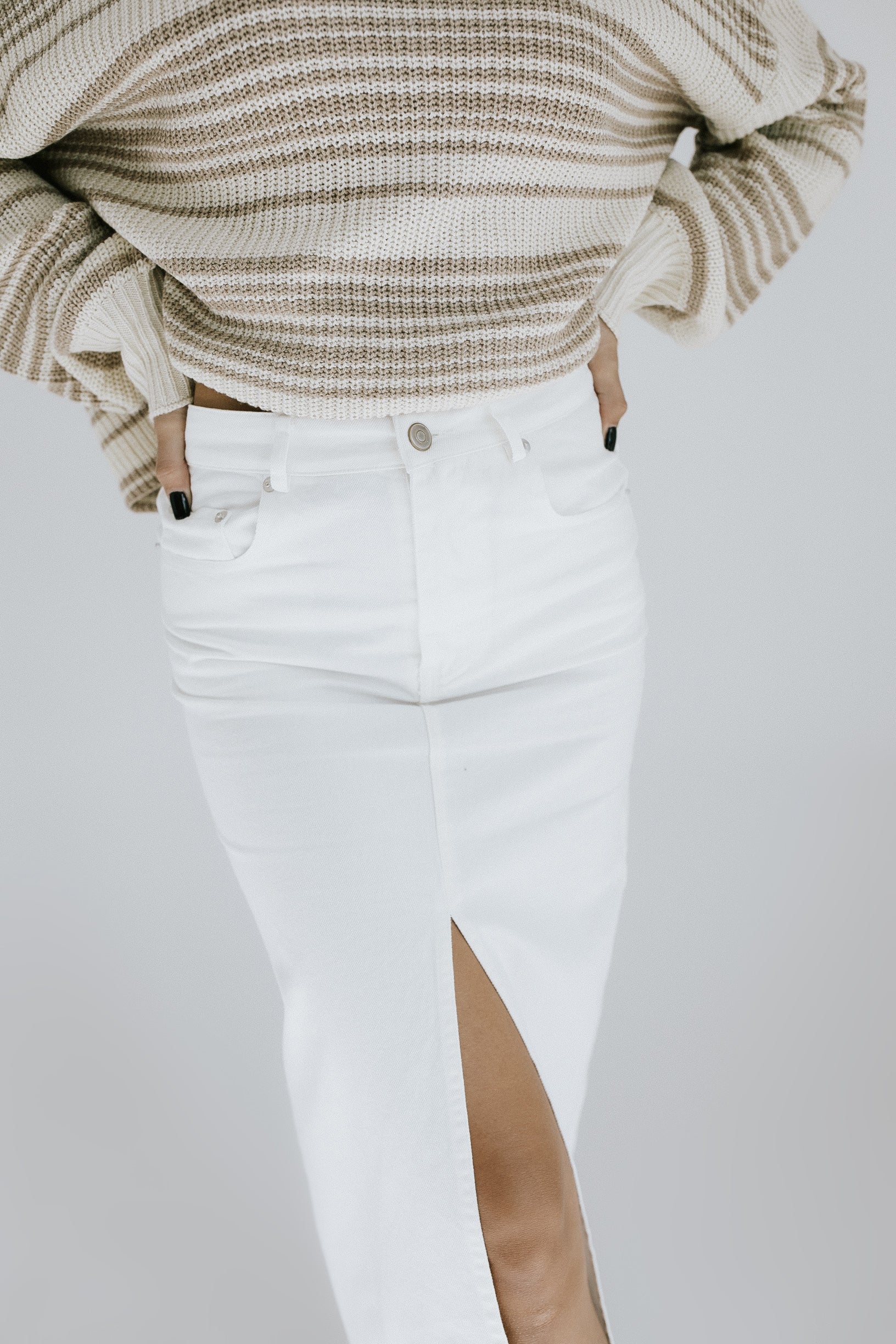 Staycation Denim Skirt - White