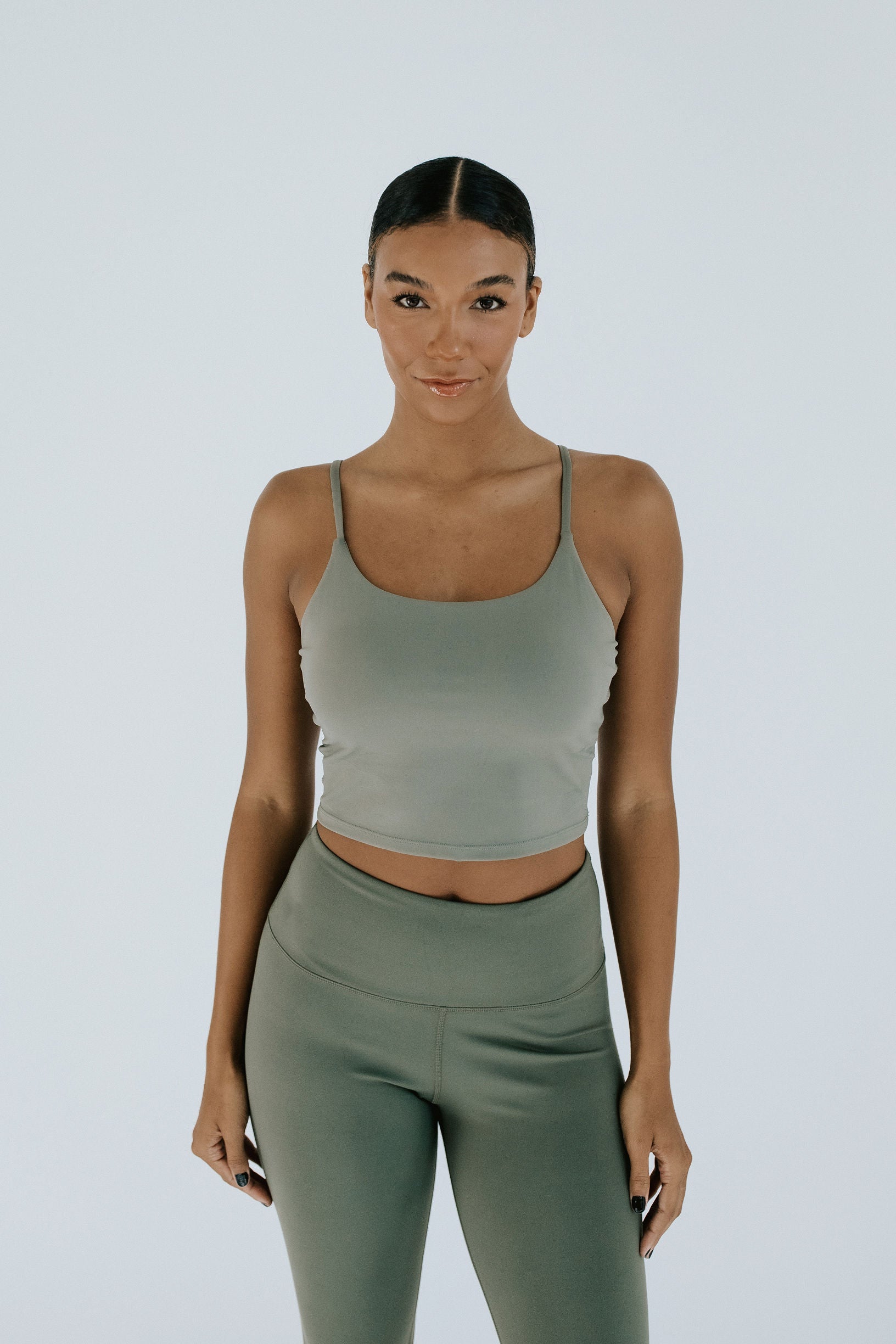 On The Move Crop Top - Olive