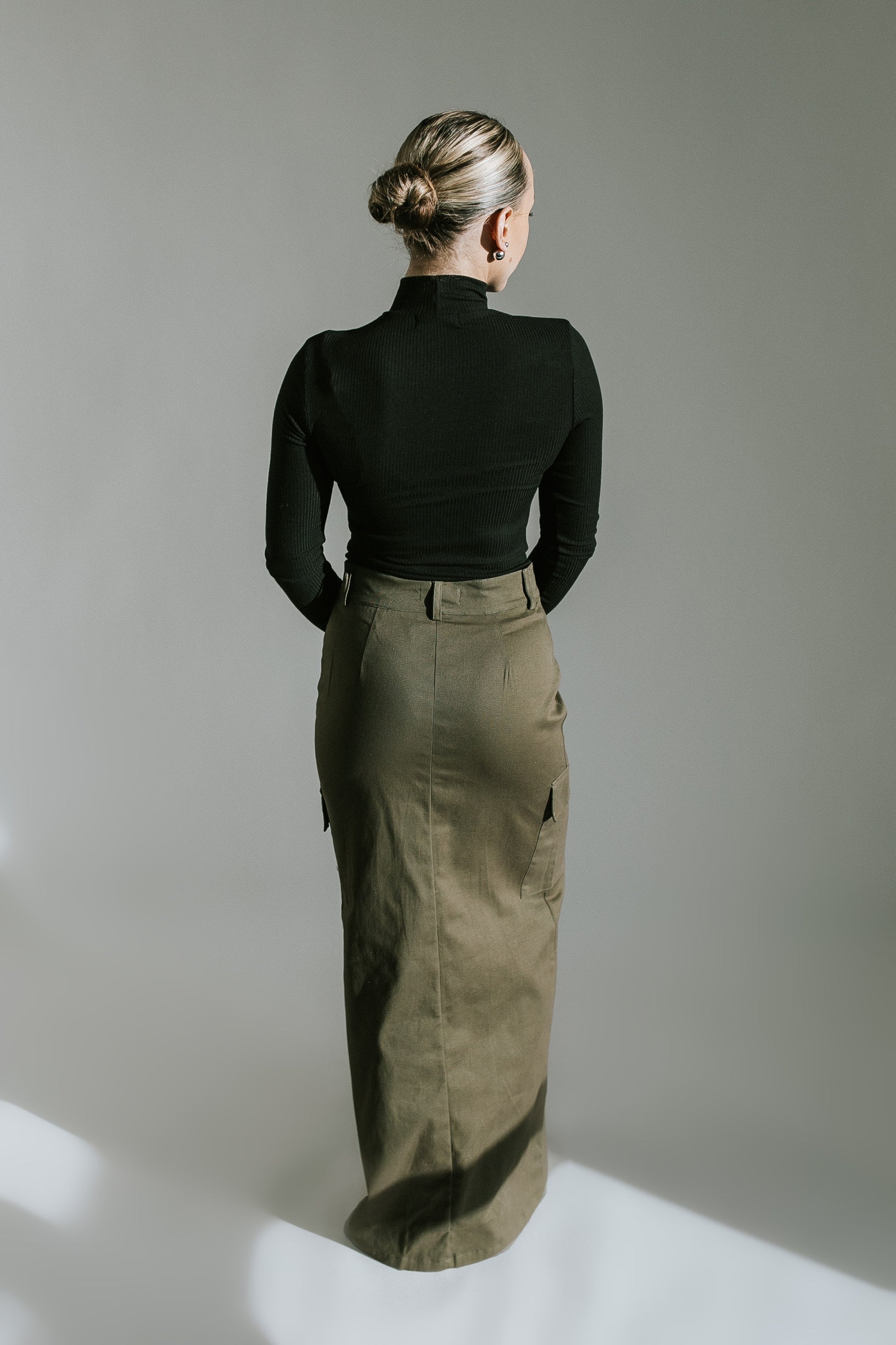 Nova Cargo Slit Skirt - Olive