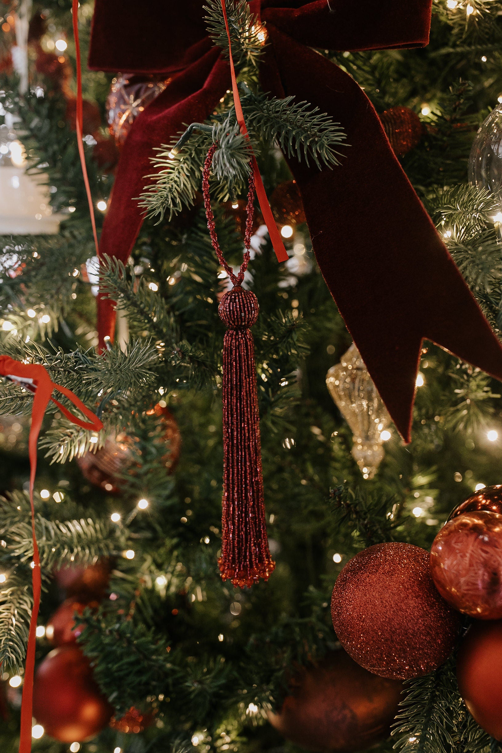 Kringle Tassel Ornament - Crimson