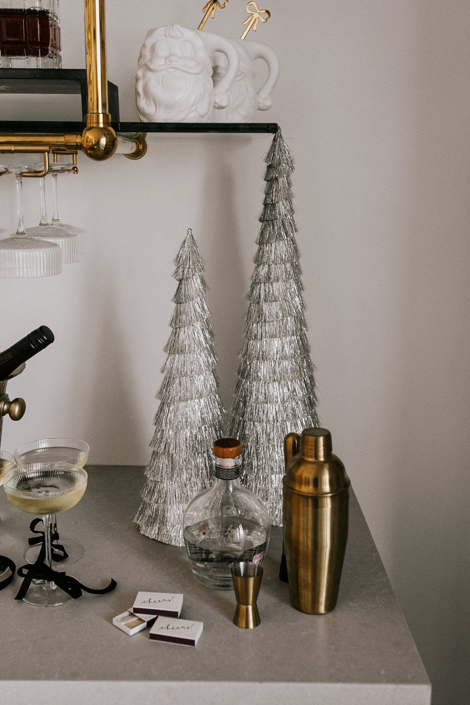 Silver Lining Tinsel Trees - Set of 2