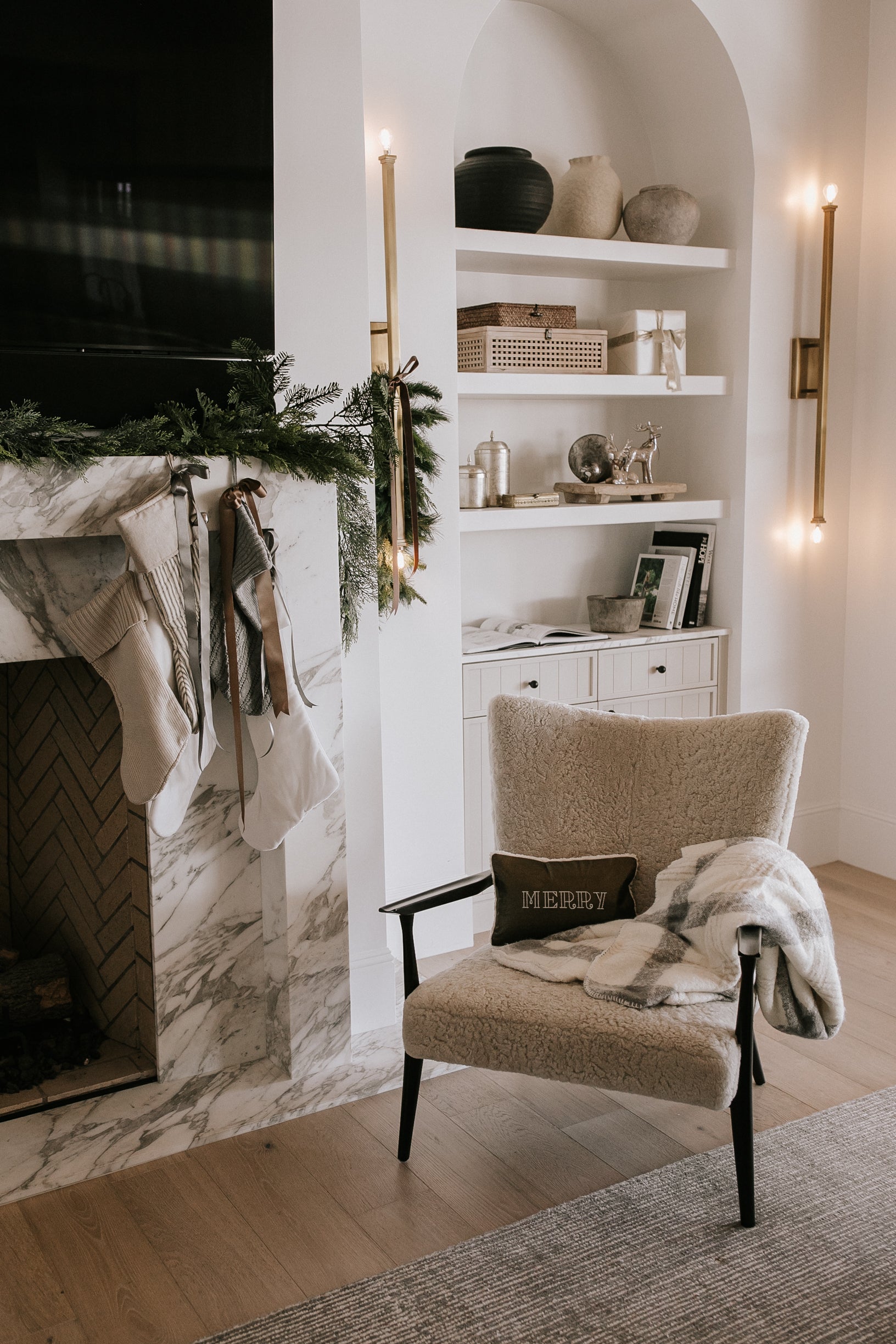 Snowflake Velvet Stocking - White