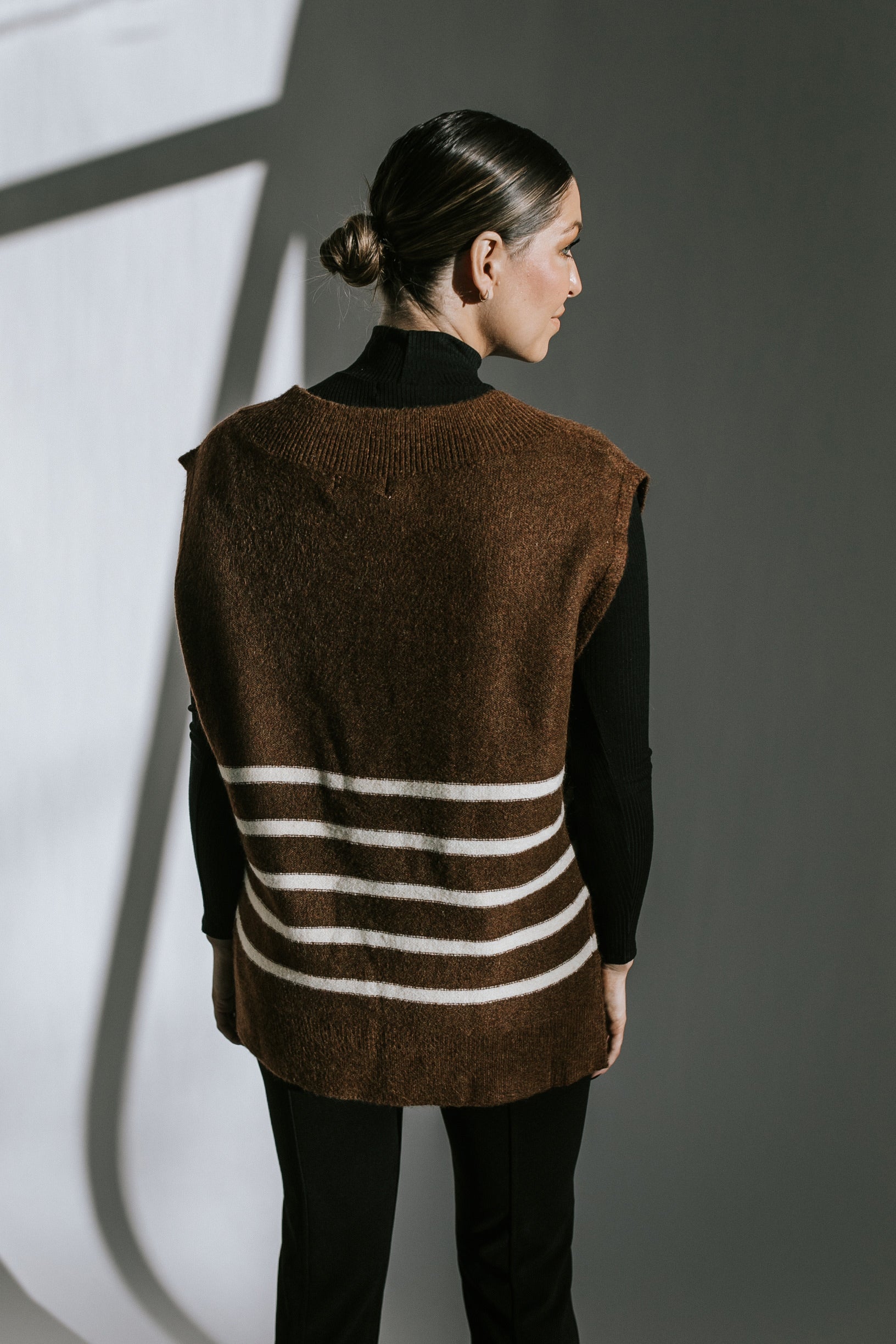 Kelly Striped Sweater Vest - Brown