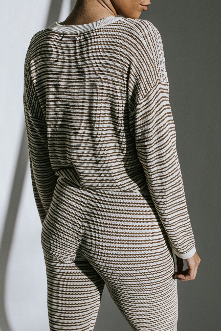 Gabe Striped Top + Pant Set - Brown