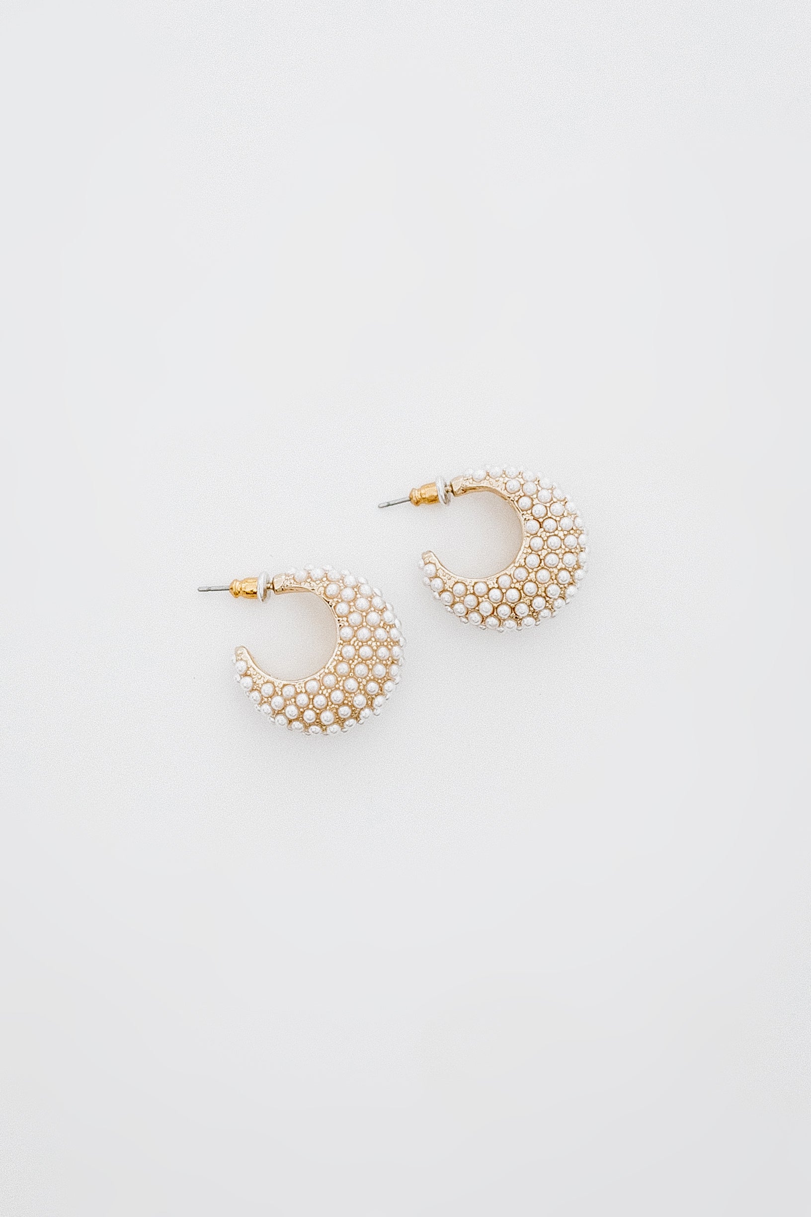 Carla Pearl Studded Hoops - Gold