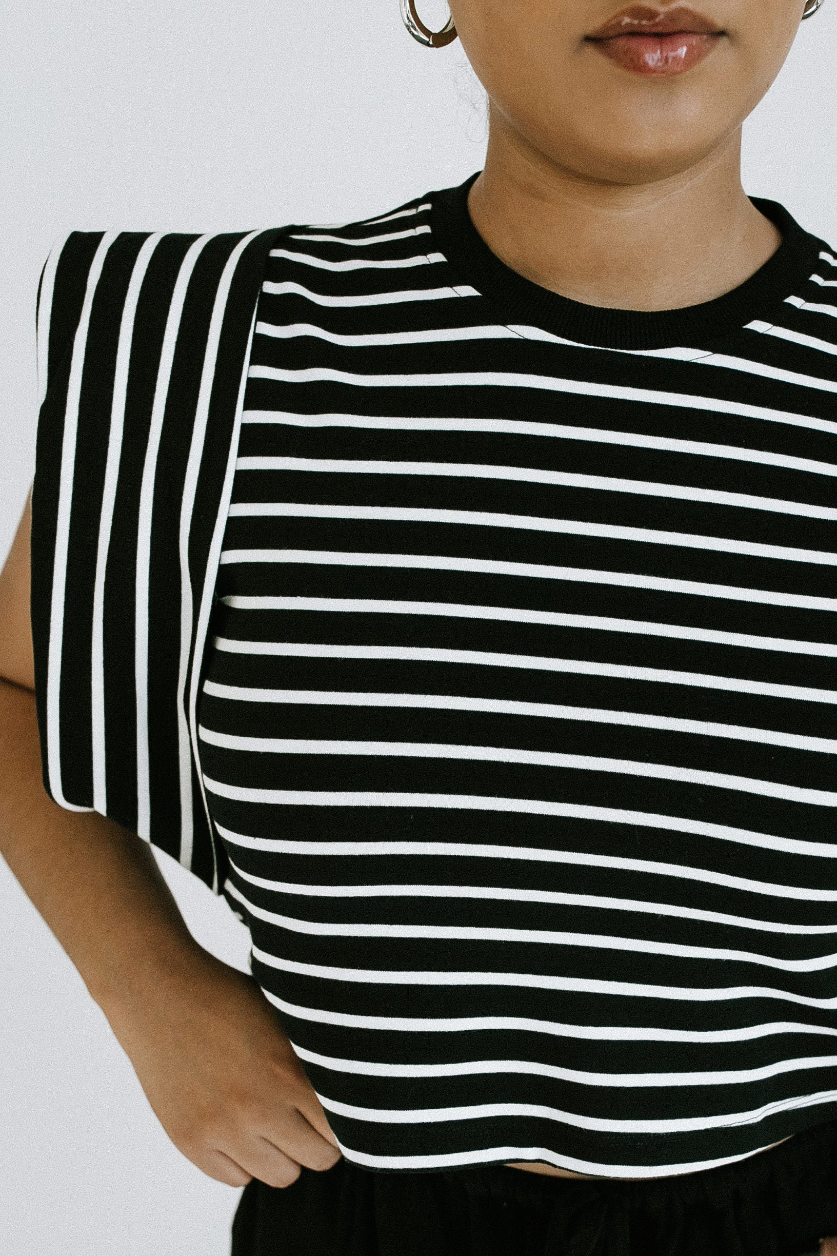Vida Striped Tee - Black + White