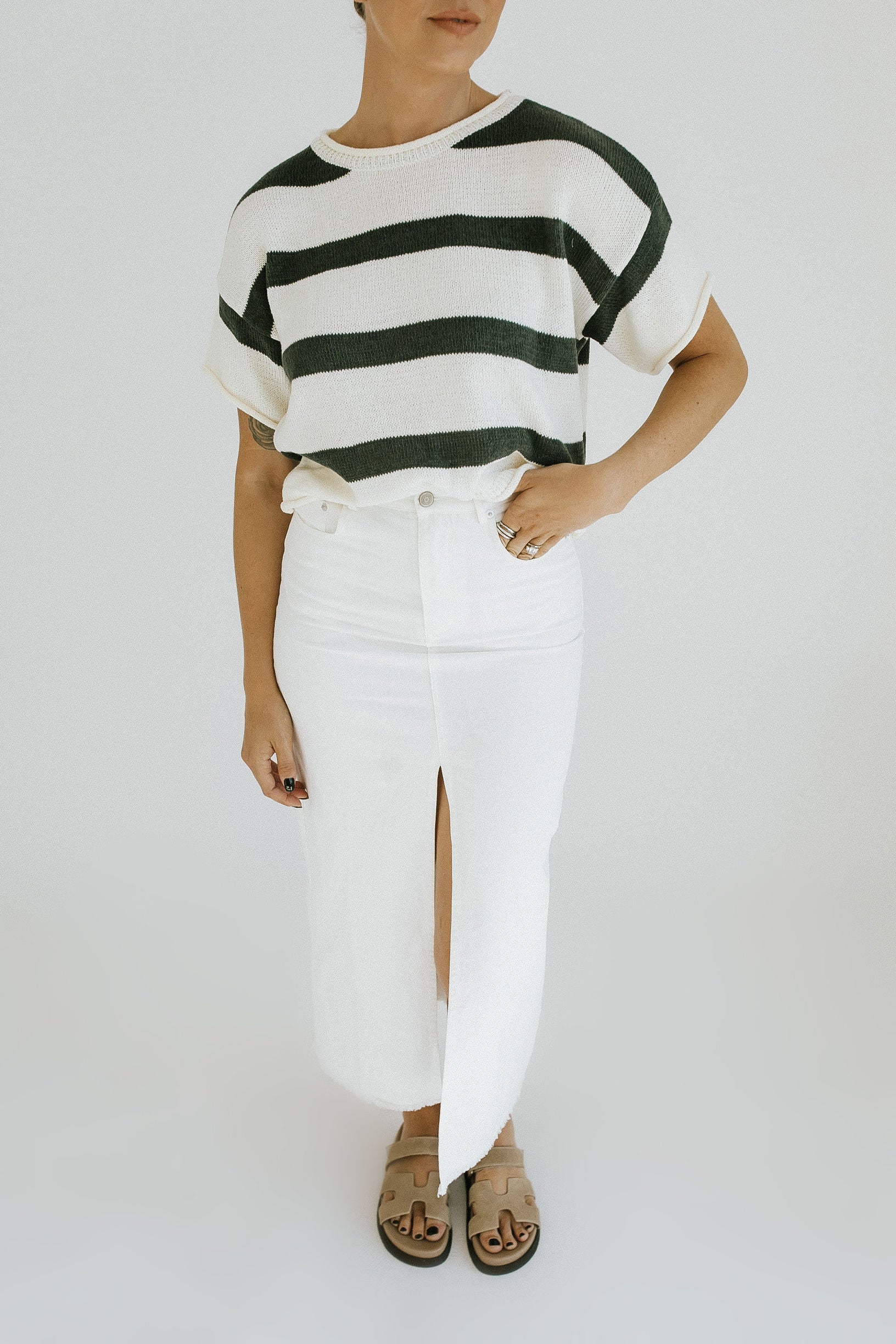 Staycation Denim Skirt - White