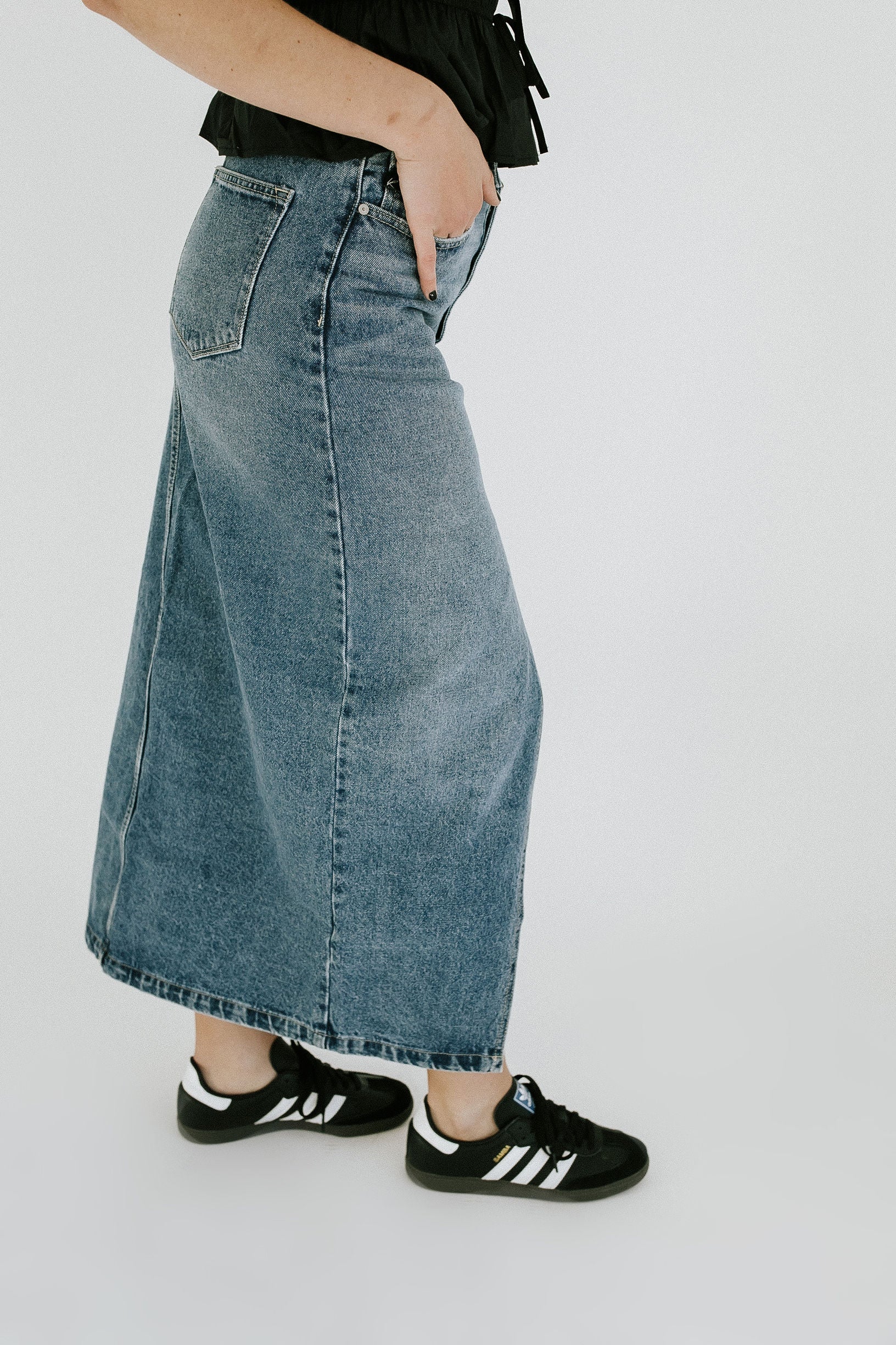 Keep It Real Midi Skirt - Denim