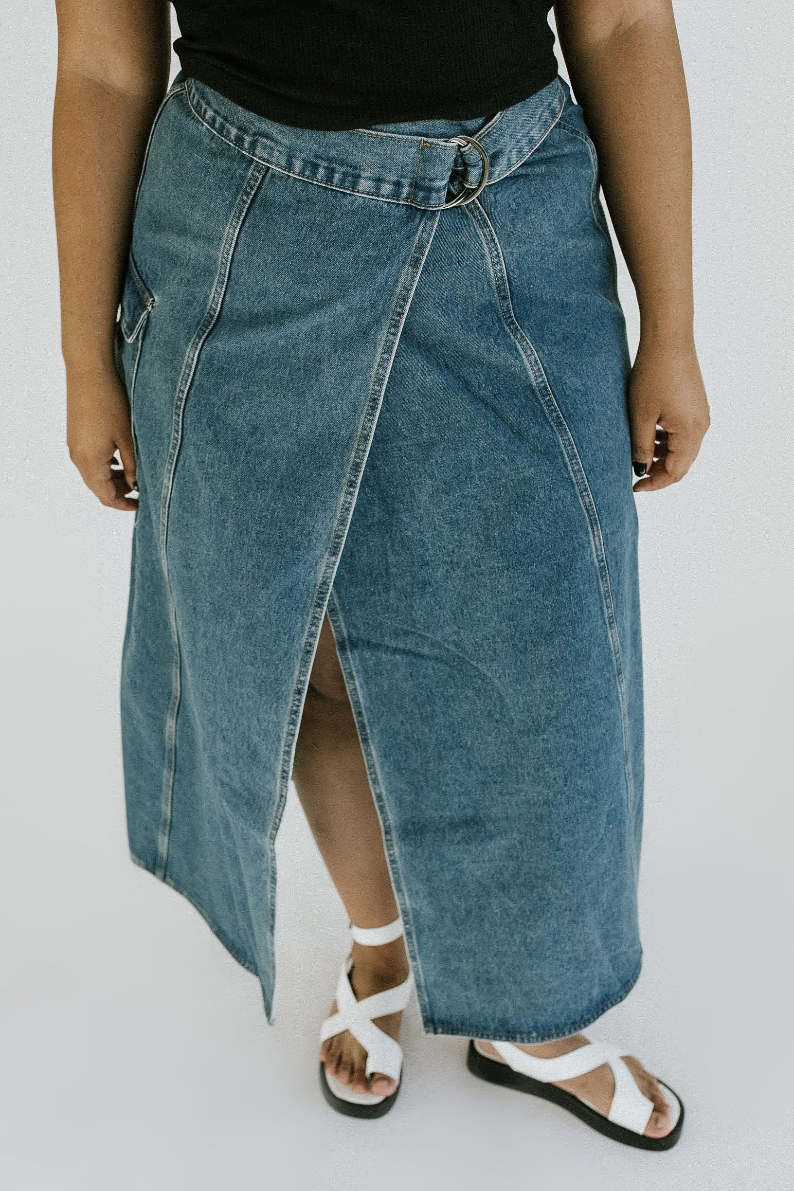 Splendid Cargo Wrap Skirt - Denim