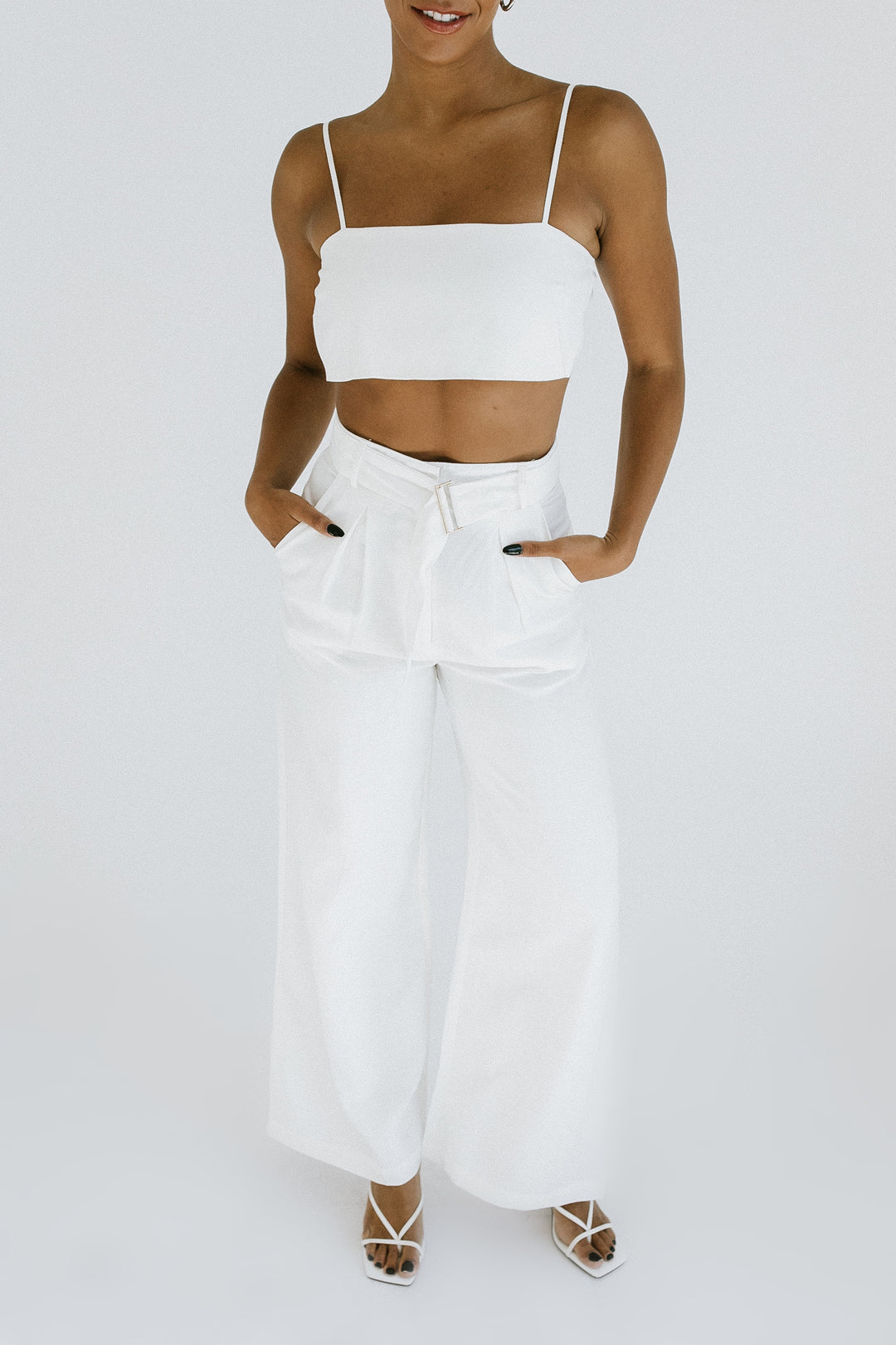 Hales Crop Top Pant Set White - Main Image