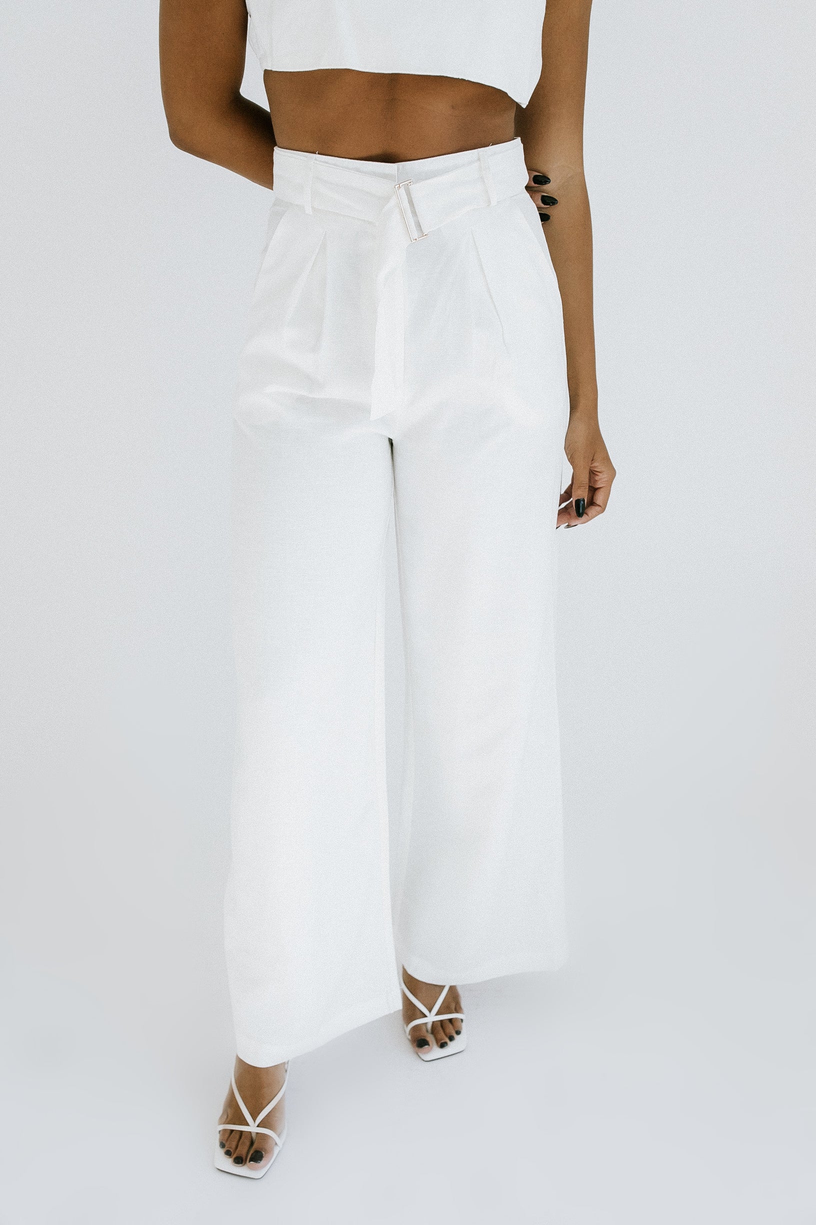 Hales Crop Top + Pant Set - White