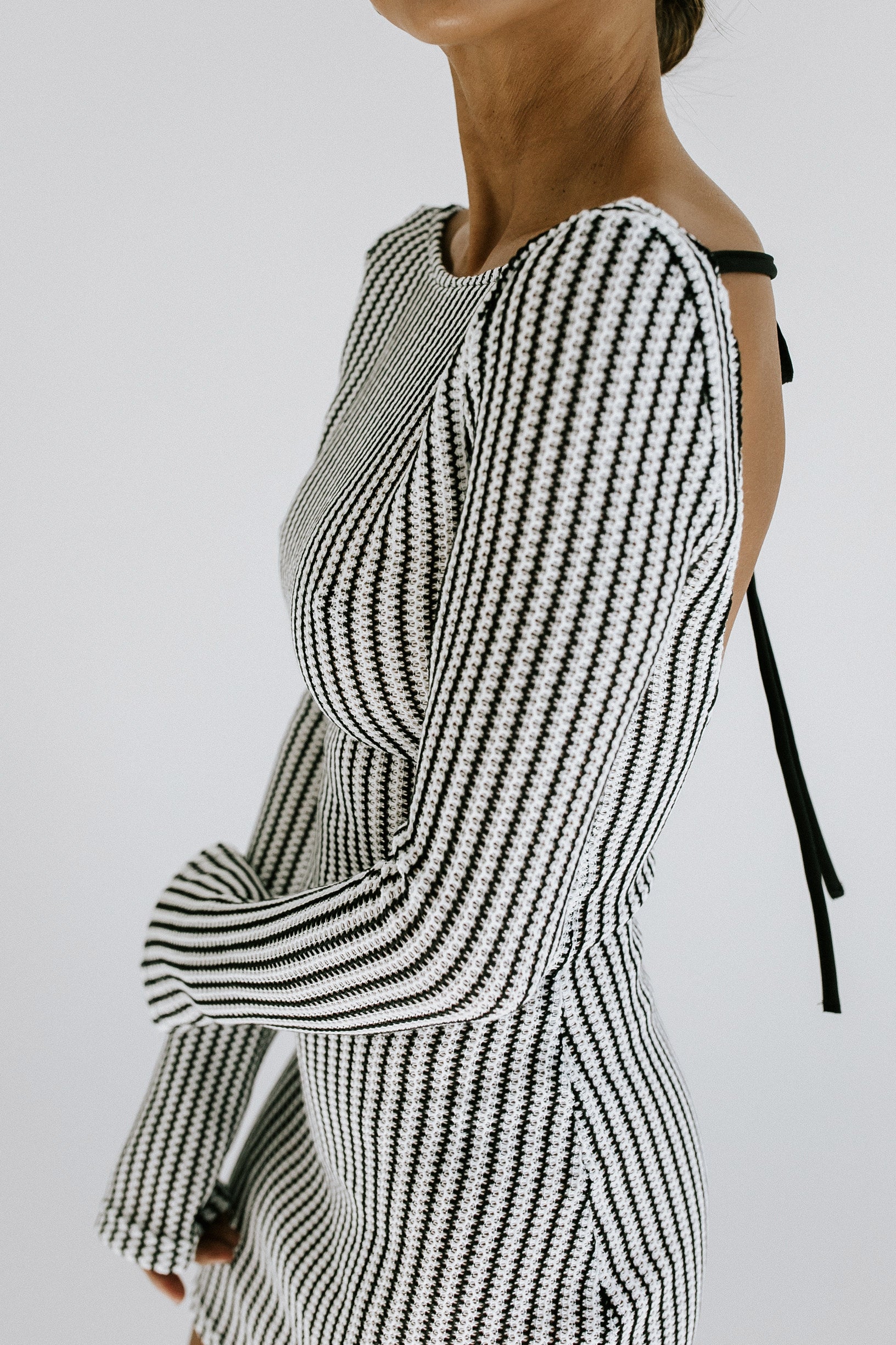 Sun Soaked Knit Mini Dress - Black + White