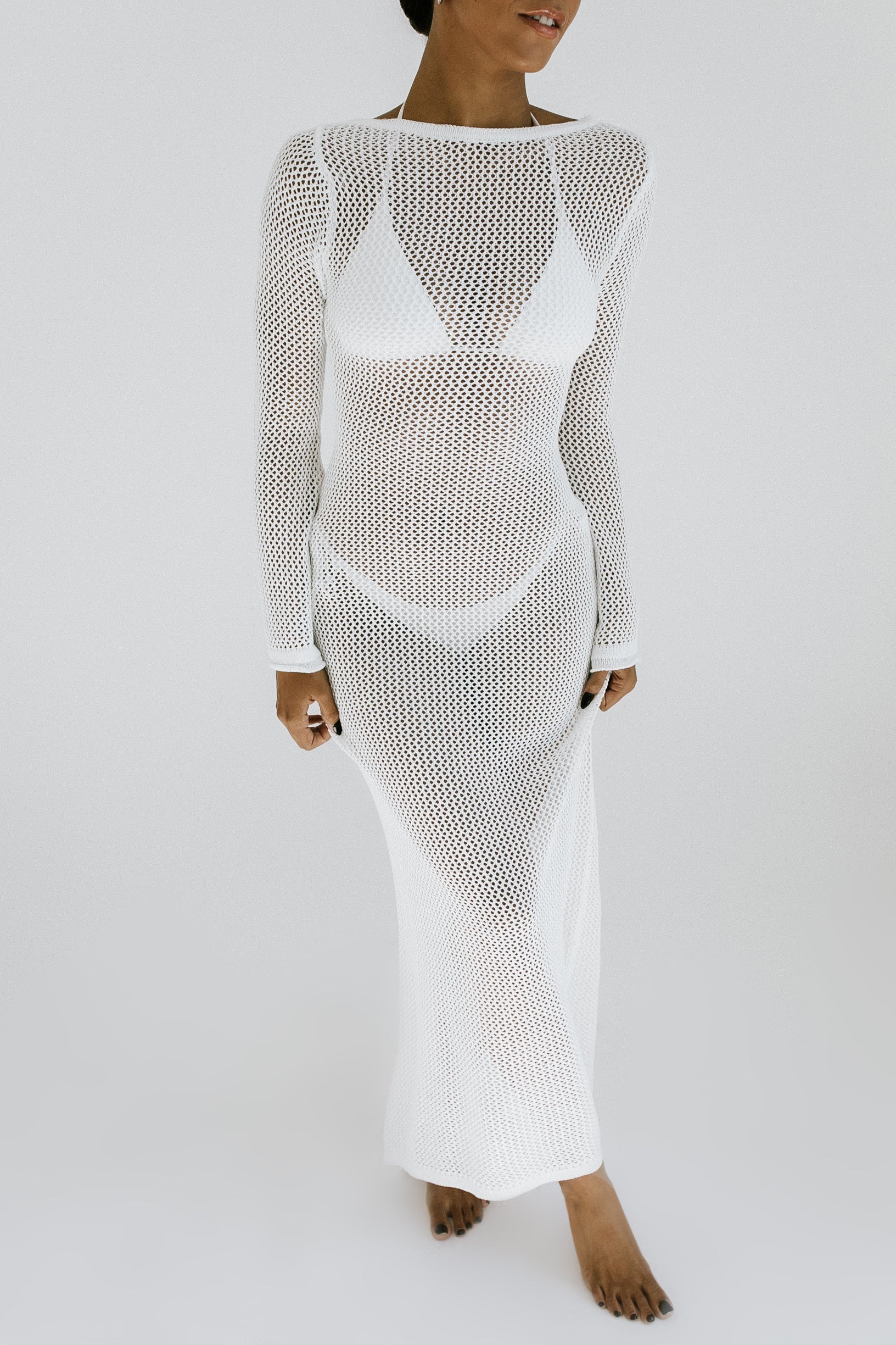 First Glance Knit Maxi Dress - White
