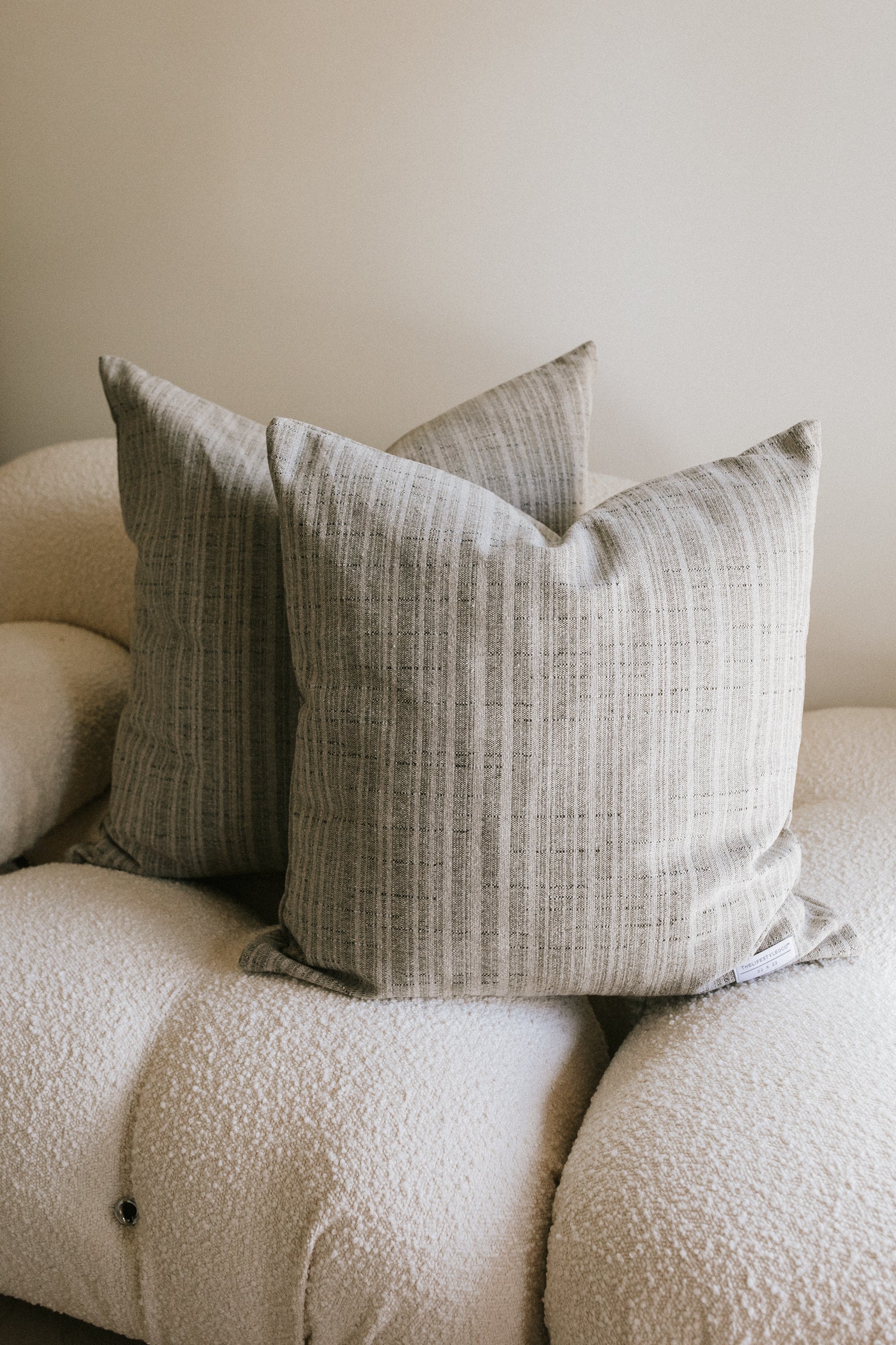 Brenham Stripe Pillow - Stone - 2 Sizes