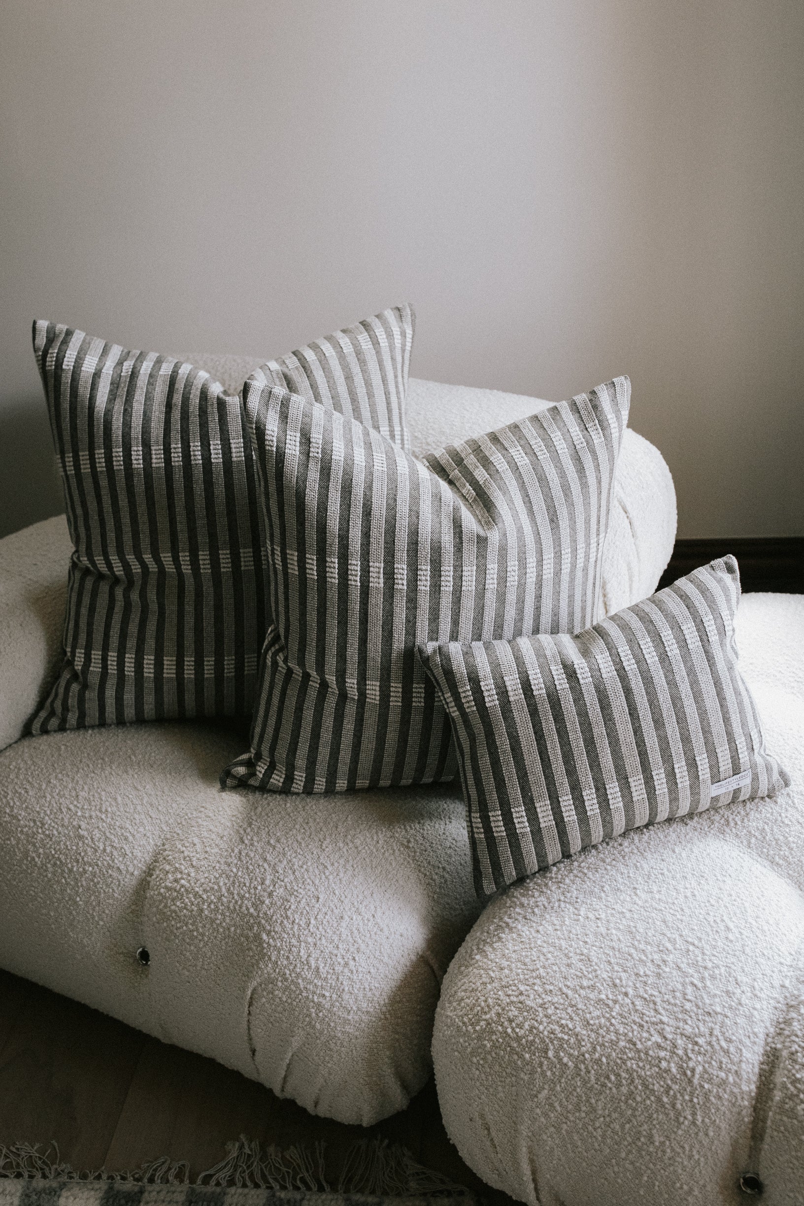 Jones Stripe Pillow - Stone - 3 Sizes