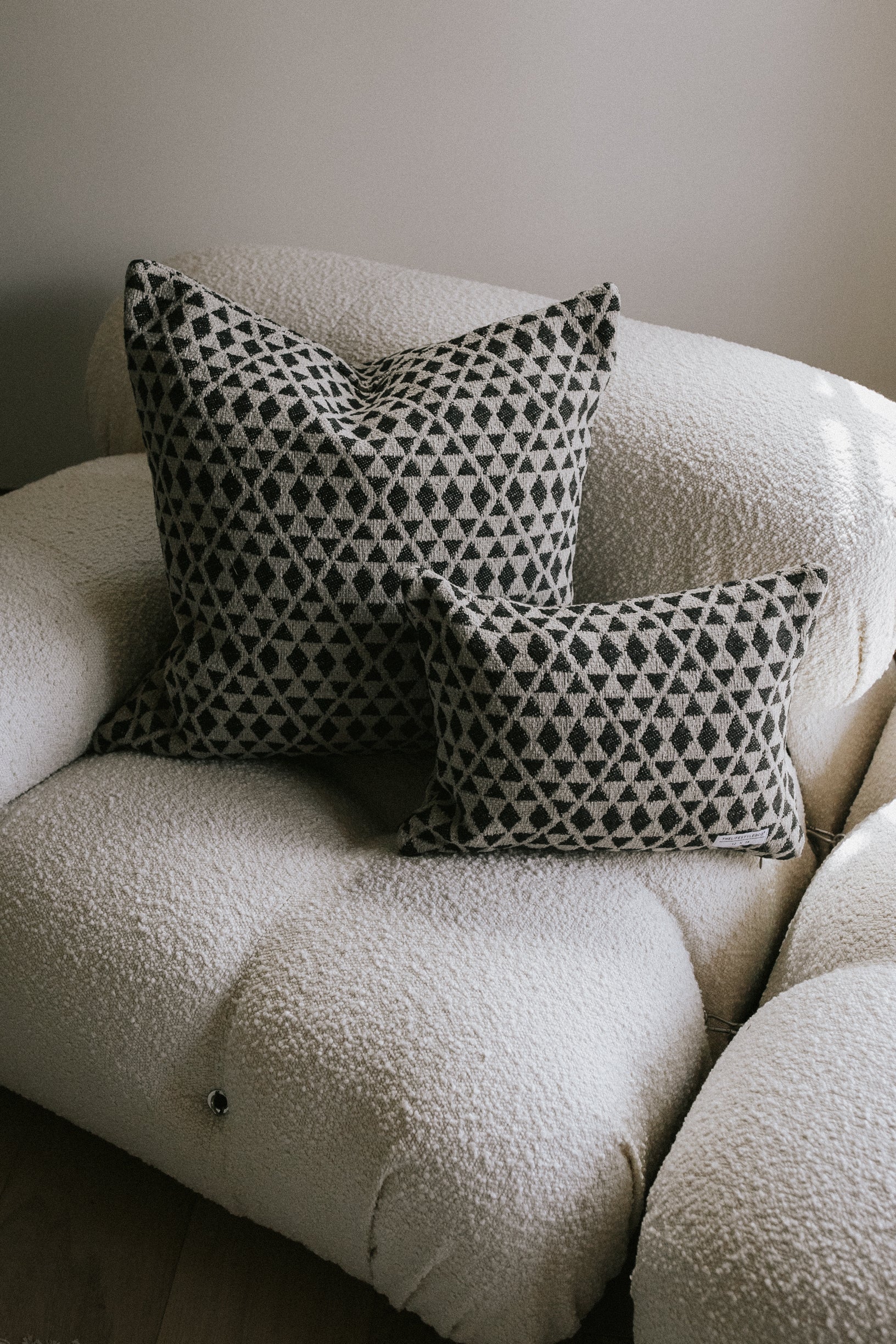 Suki Geometric Pillow - Stone - 2 Sizes
