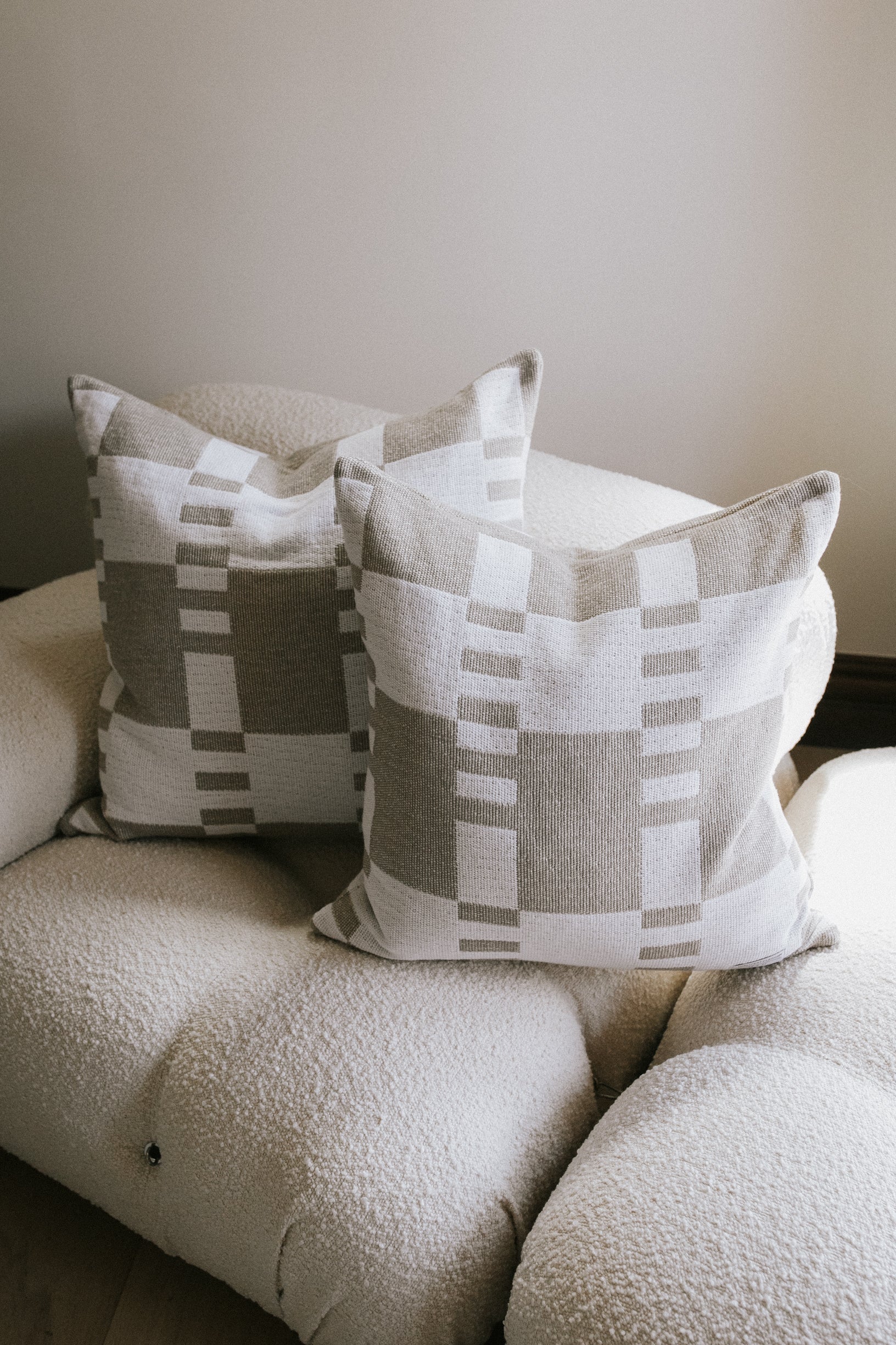 Proper Stripe Pillow - White/Tan - 2 Sizes
