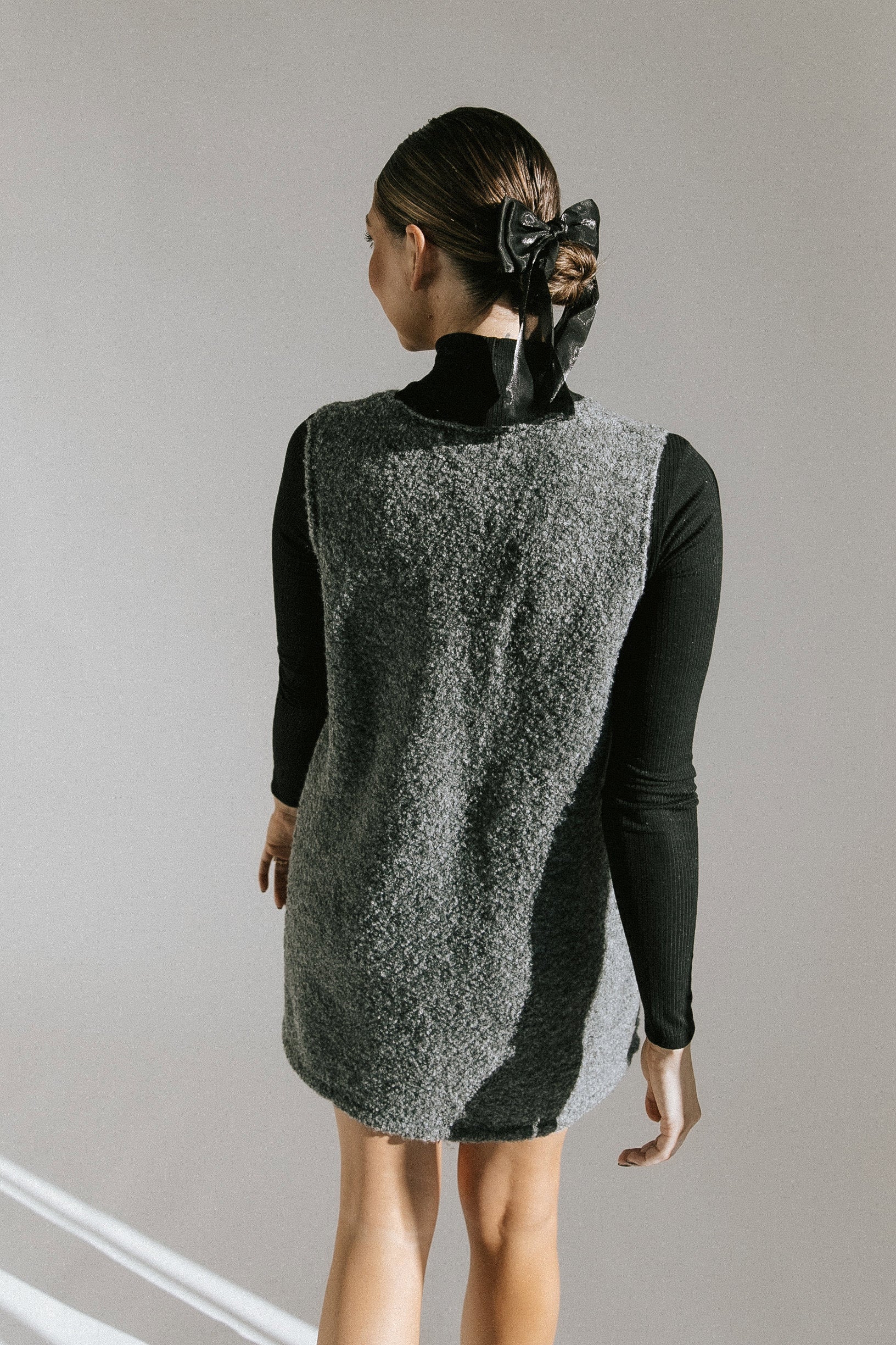 Winnie V-Neck Sweater Dress - Grey