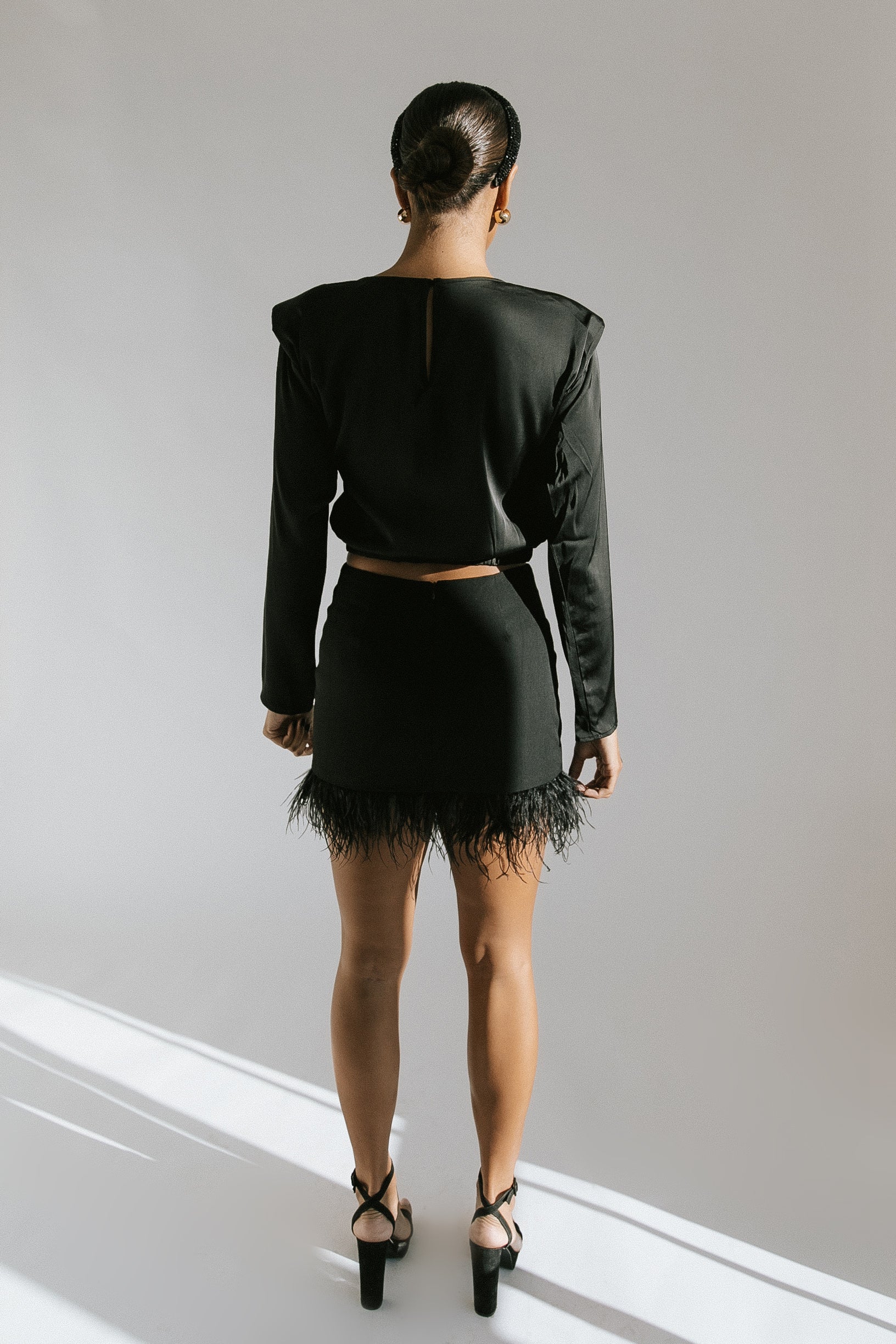 Voila Feather Mini Skirt - Black