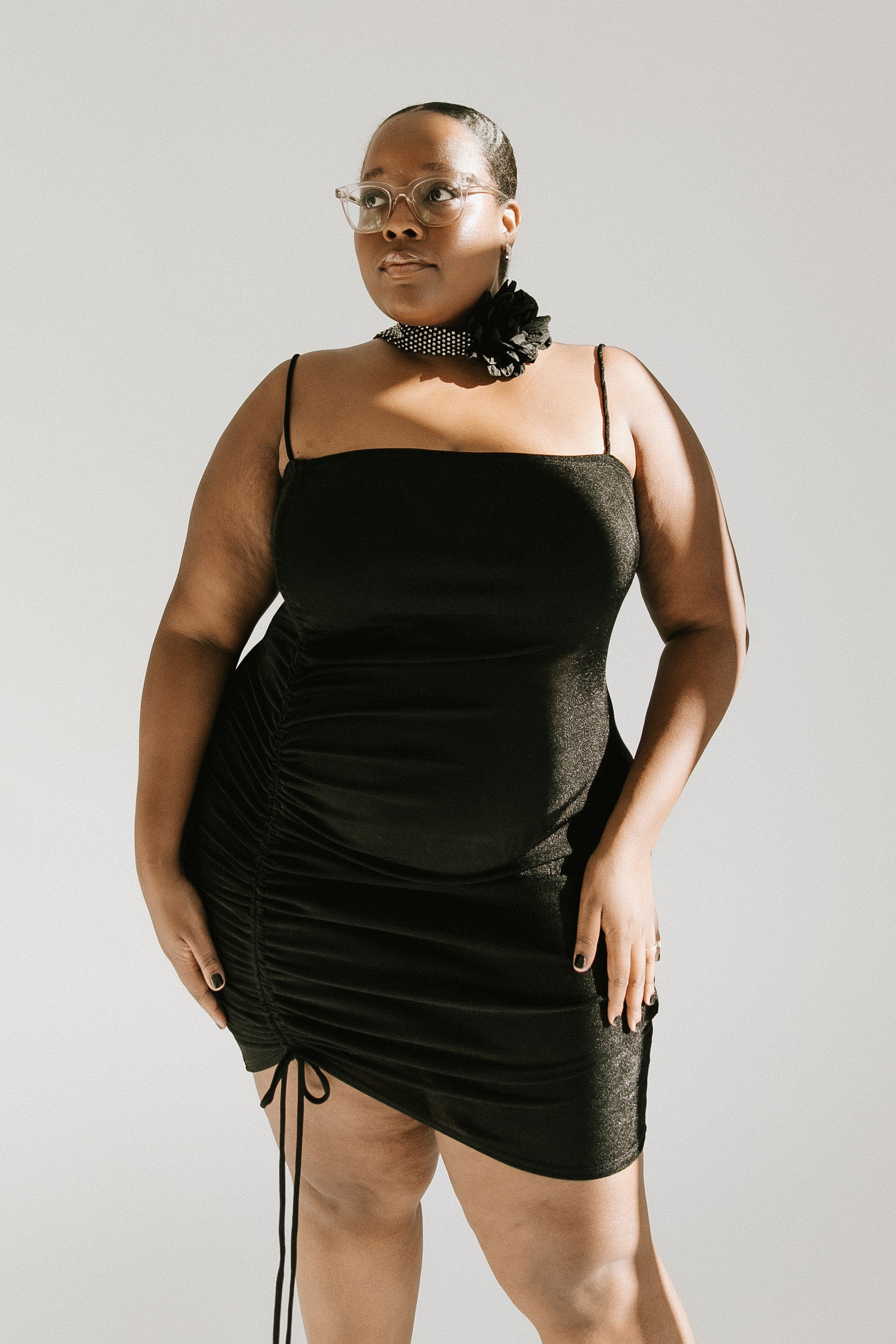 Aubrey Ruched Mini Black Dress - - Sizes Shop - More THELIFESTYLEDCO