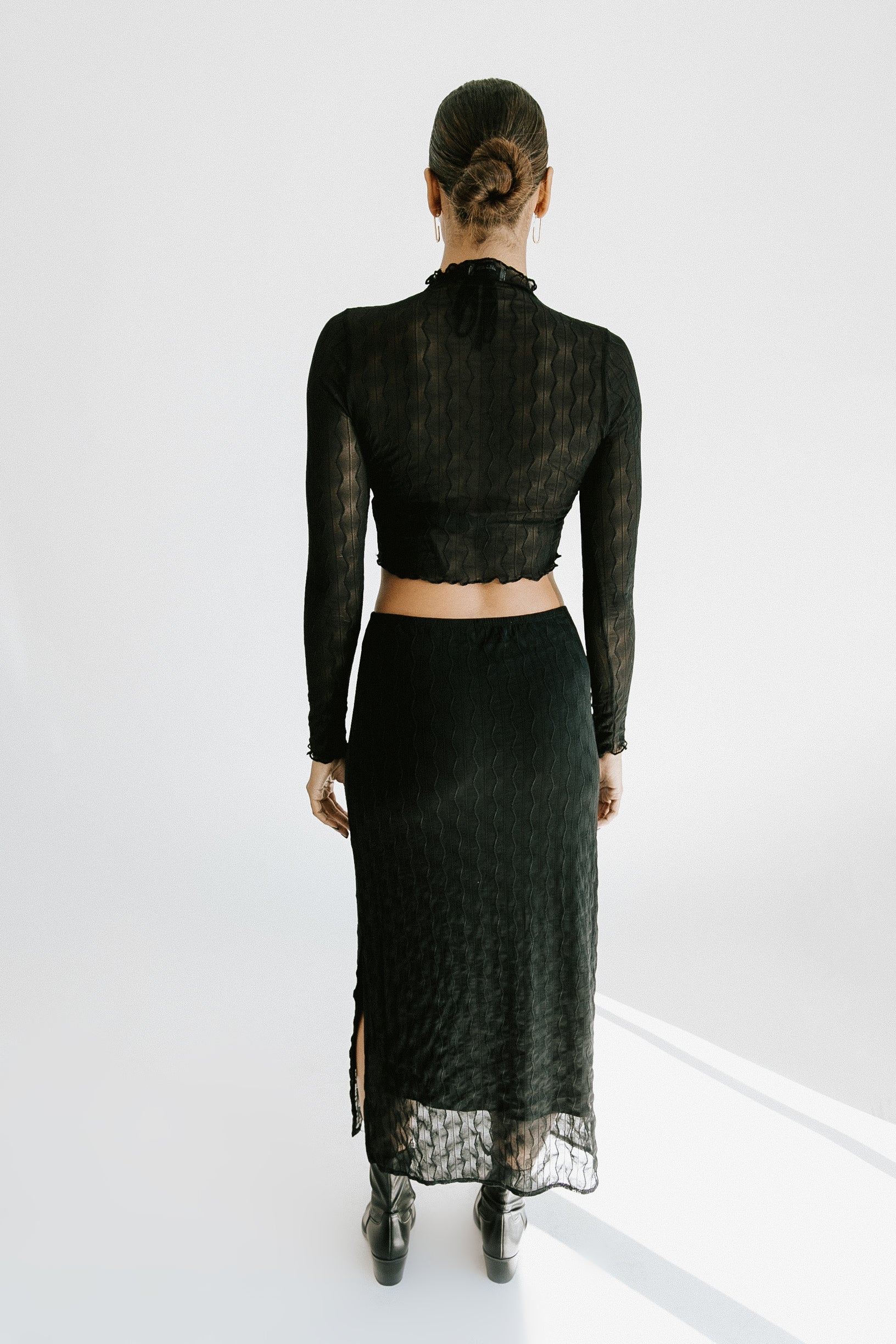 Yuletide Mesh Top + Skirt Set - Black