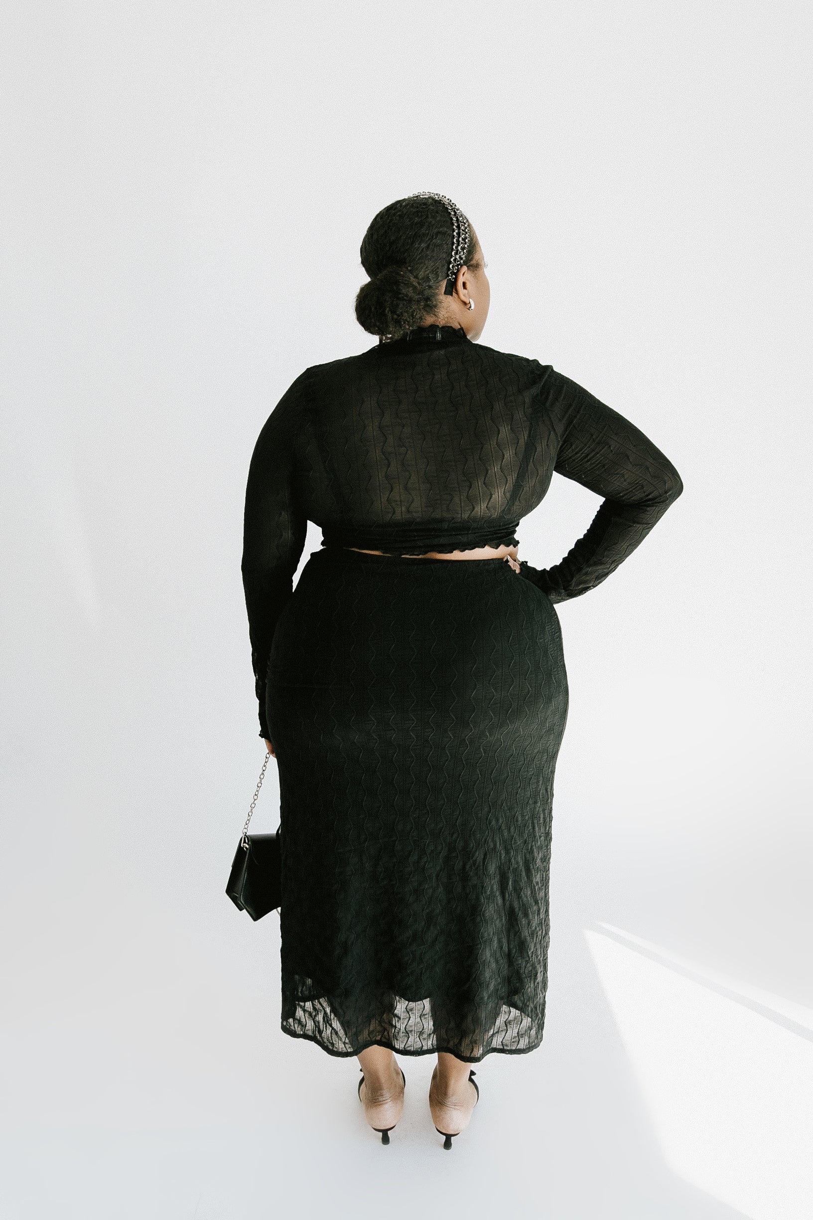 Yuletide Mesh Top + Skirt Set - Black