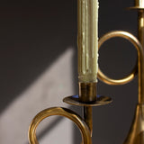 Antique Brass Trumpet Taper Candle Holders - Set of 3