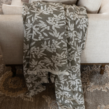 Oversized Olive Throw with Fringe