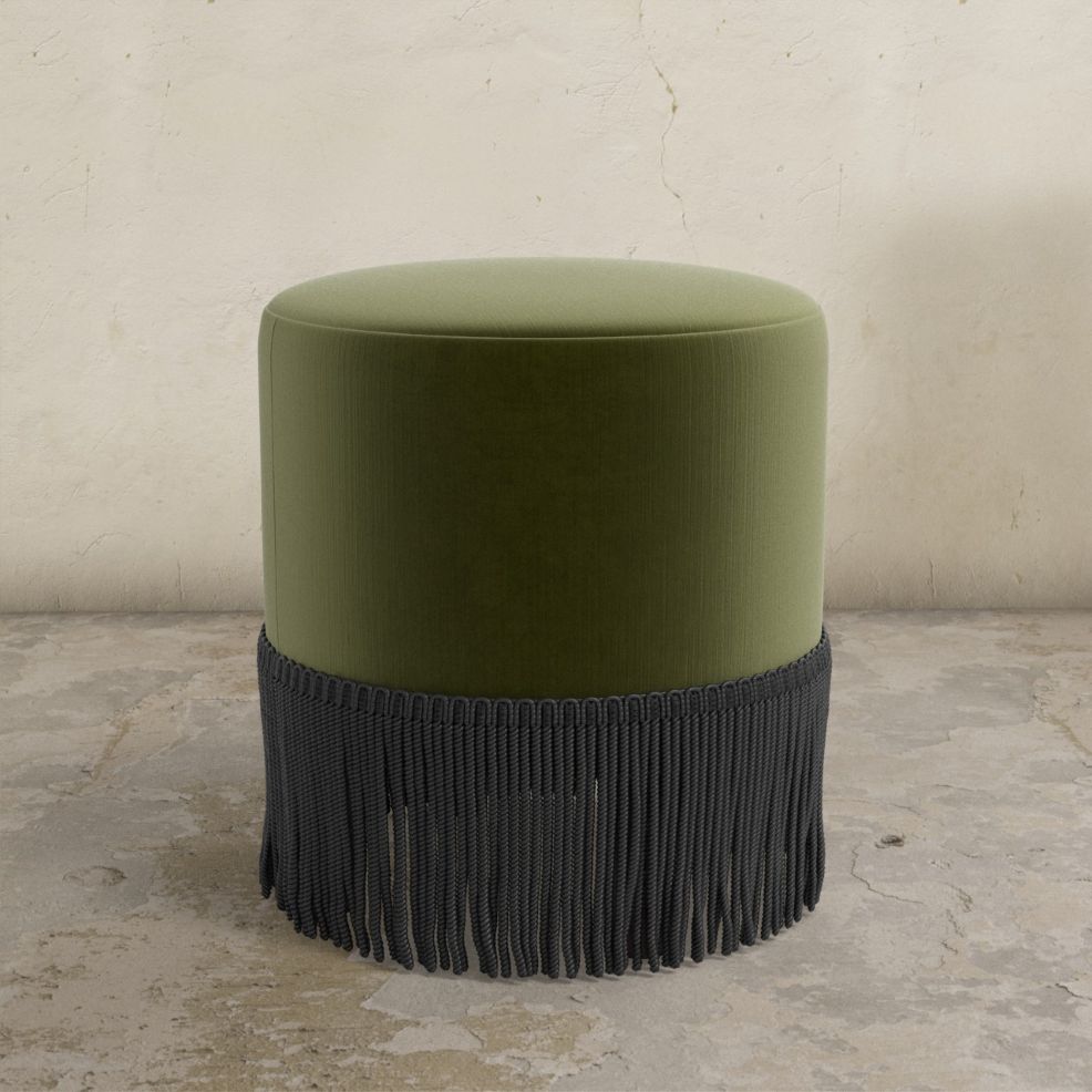 velvet upholstered ottoman