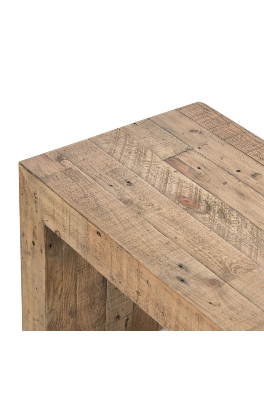 Ruskin wooden bench seating with a rustic finish on a white background