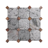 Sage Gray Octagon Mosaic Tile by Castelli Marble