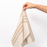 Striped Tea Towel - Ivory and Tan