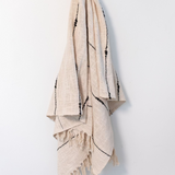 Textured Striped Fringe Throw - Beige
