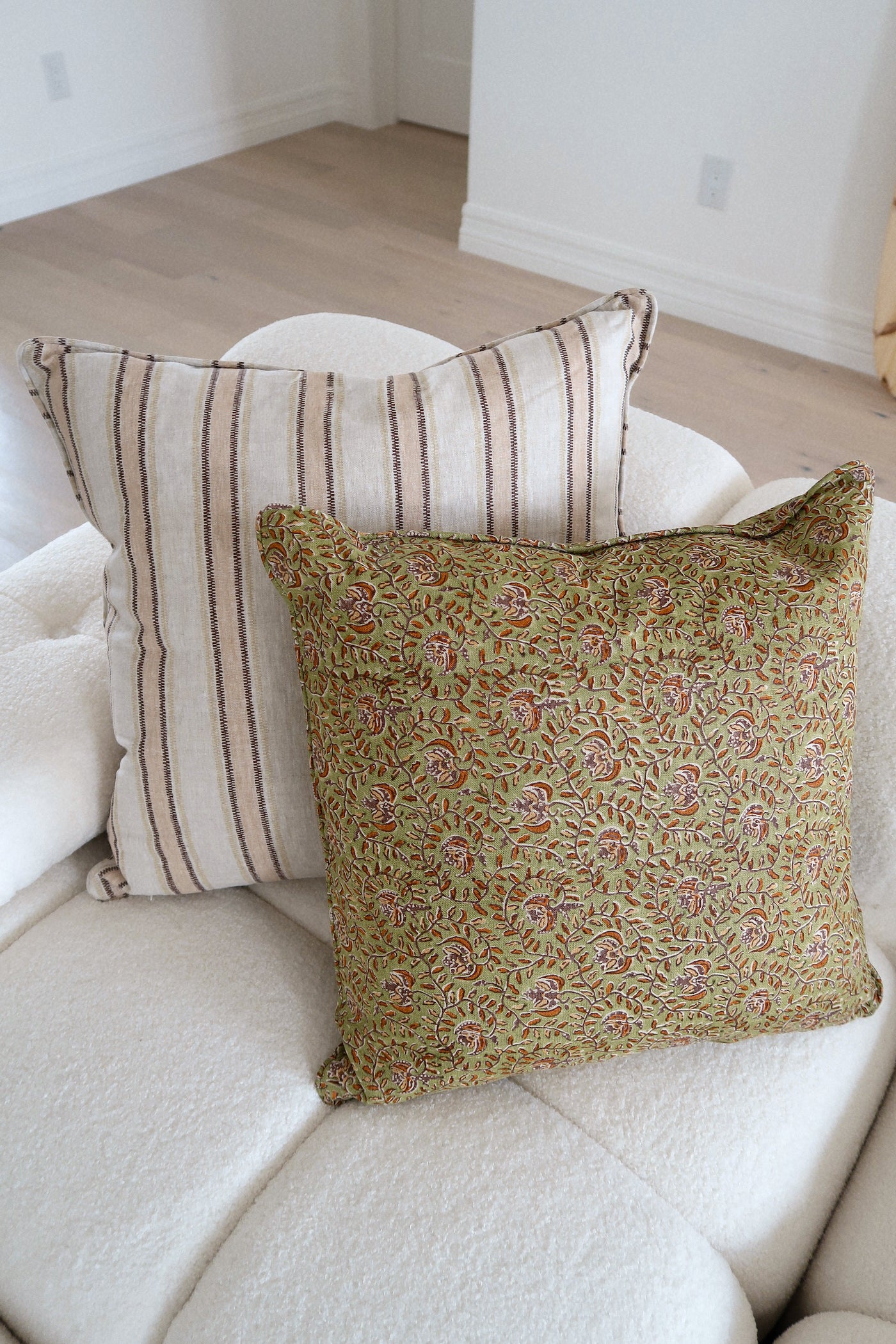 Bradwell Striped Linen Pillow - Beige