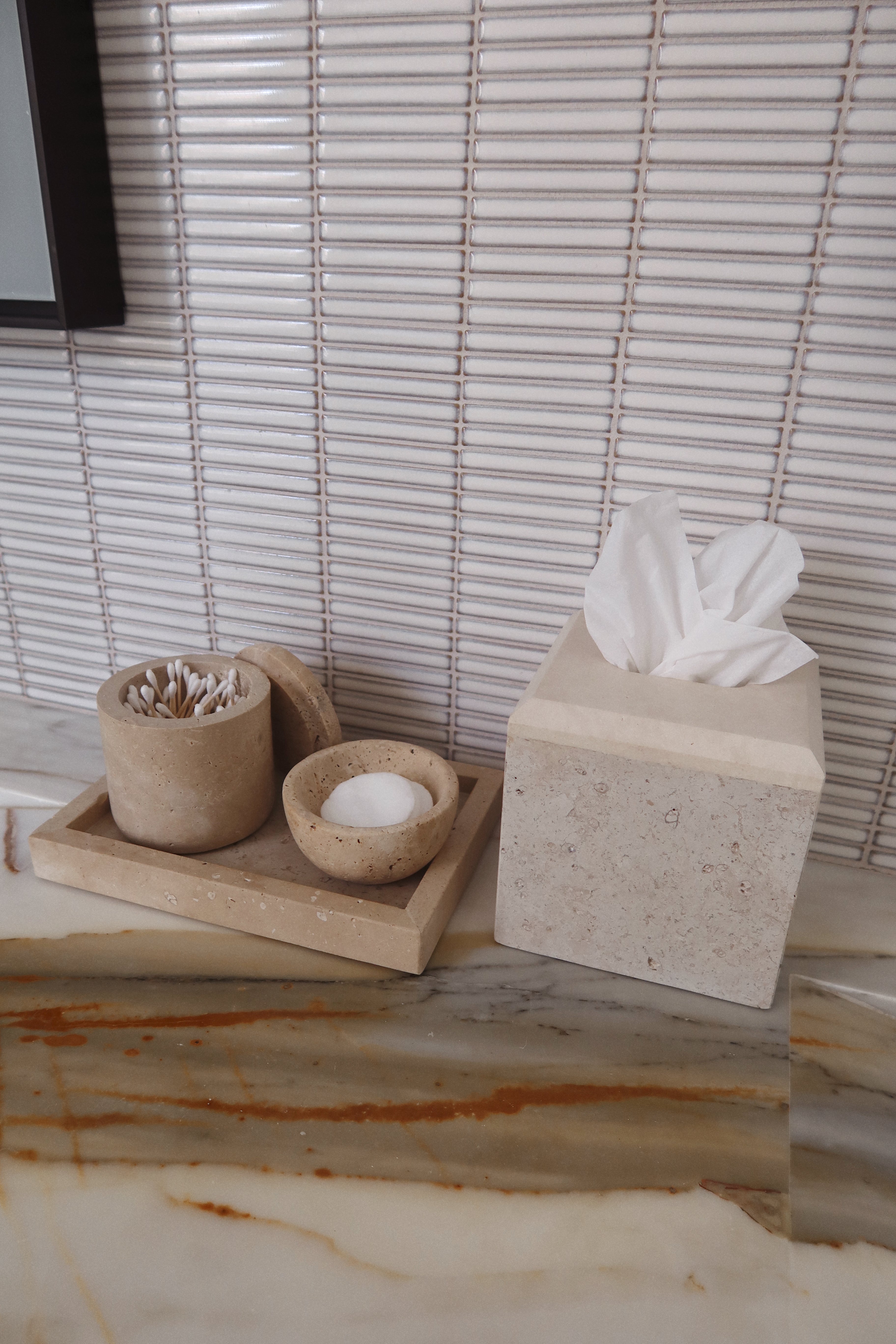 Santana Travertine Tissue Box