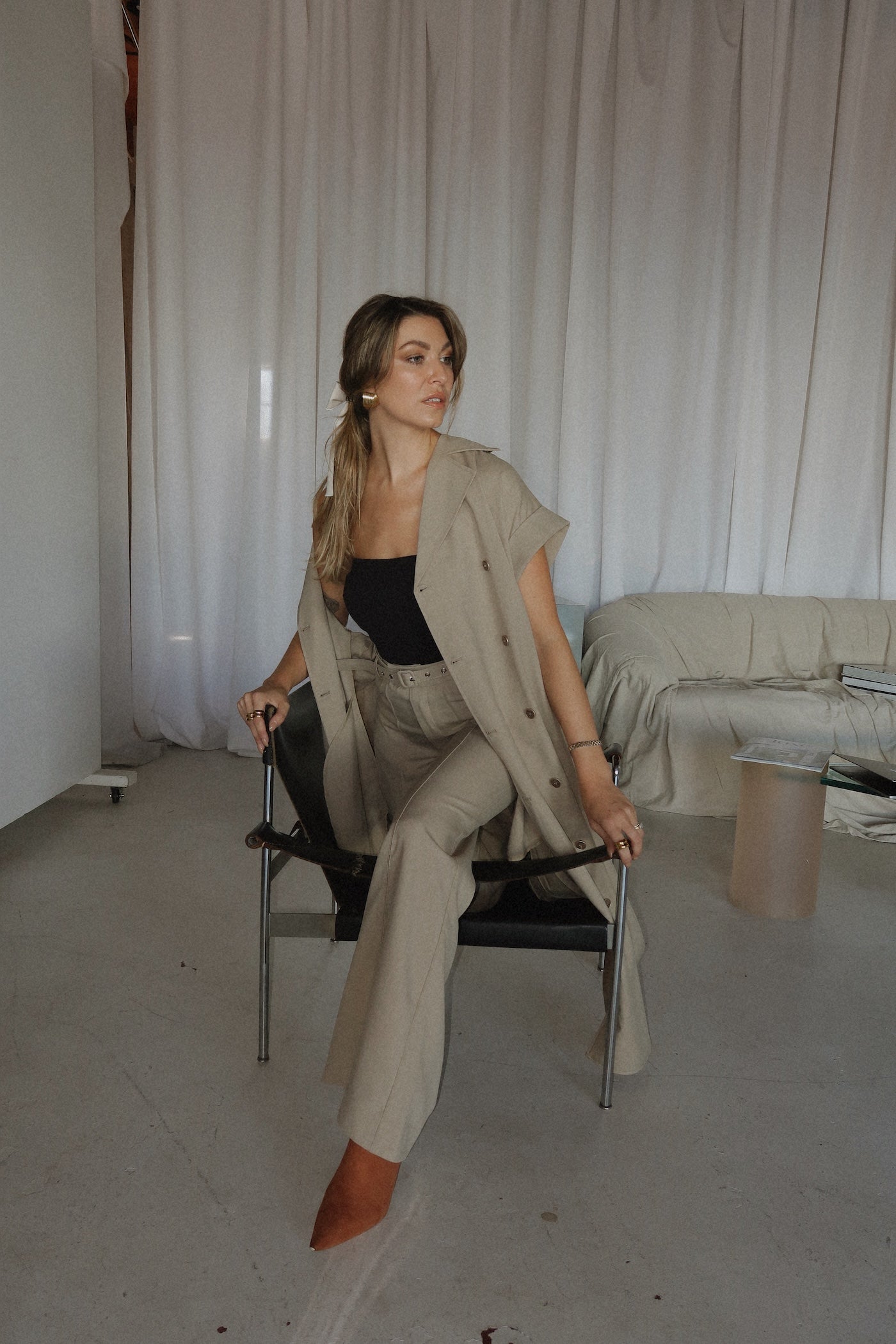 Falling For You Trench + Pant Set - Taupe