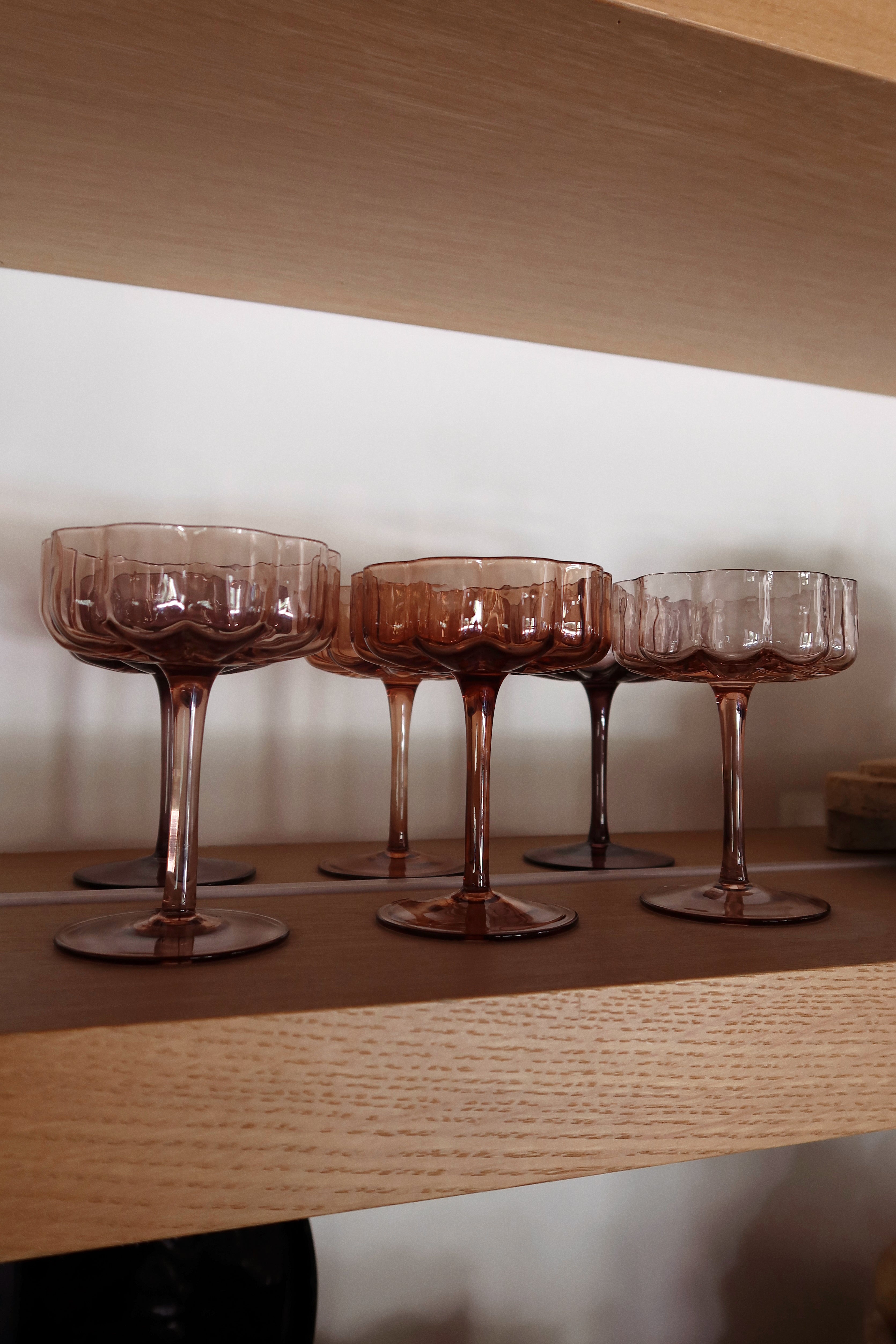 Sepia Flower Champagne Coupe - Set of 6