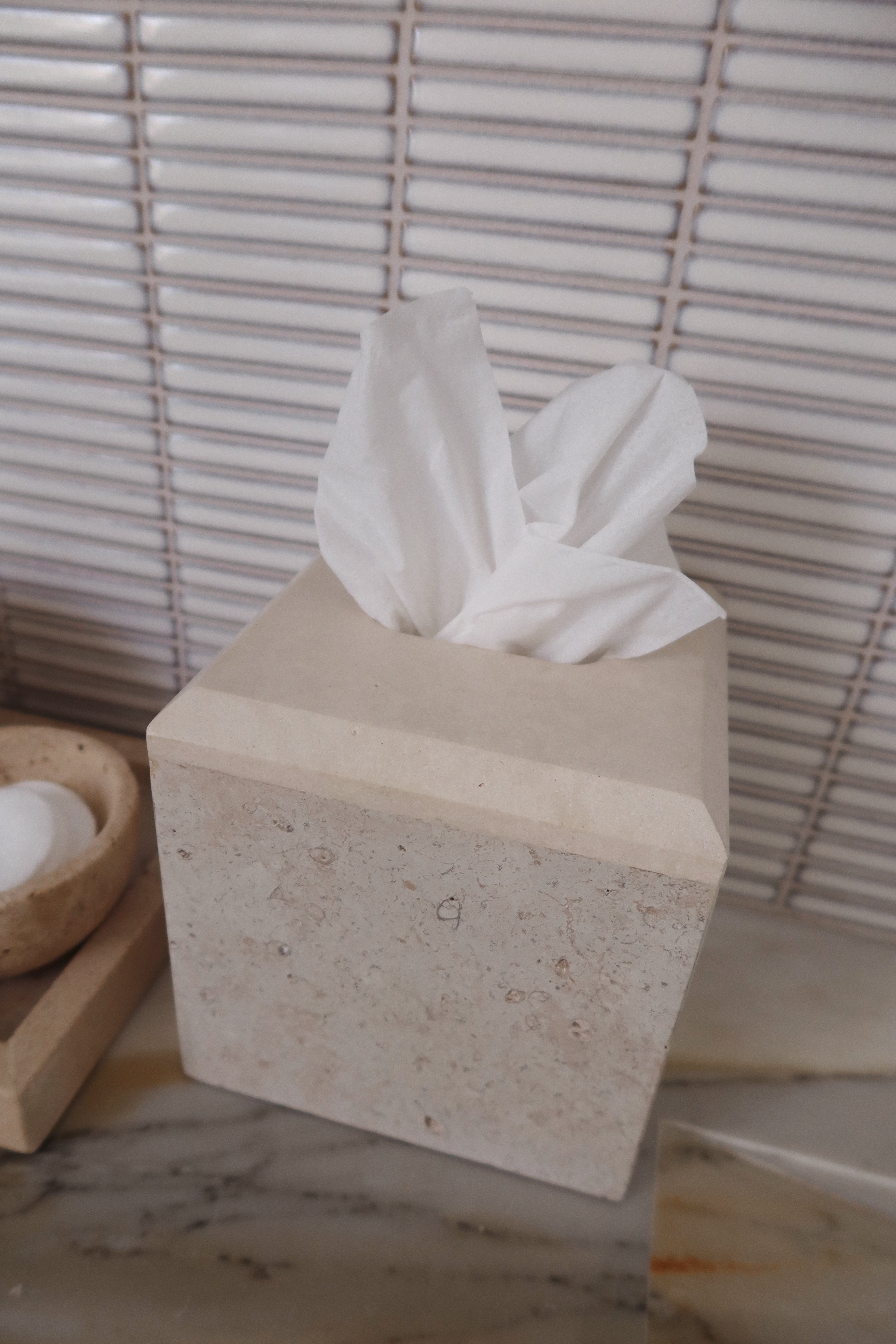 Santana Travertine Tissue Box