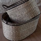 Oval Seagrass Basket with Black Trim - 2 Sizes