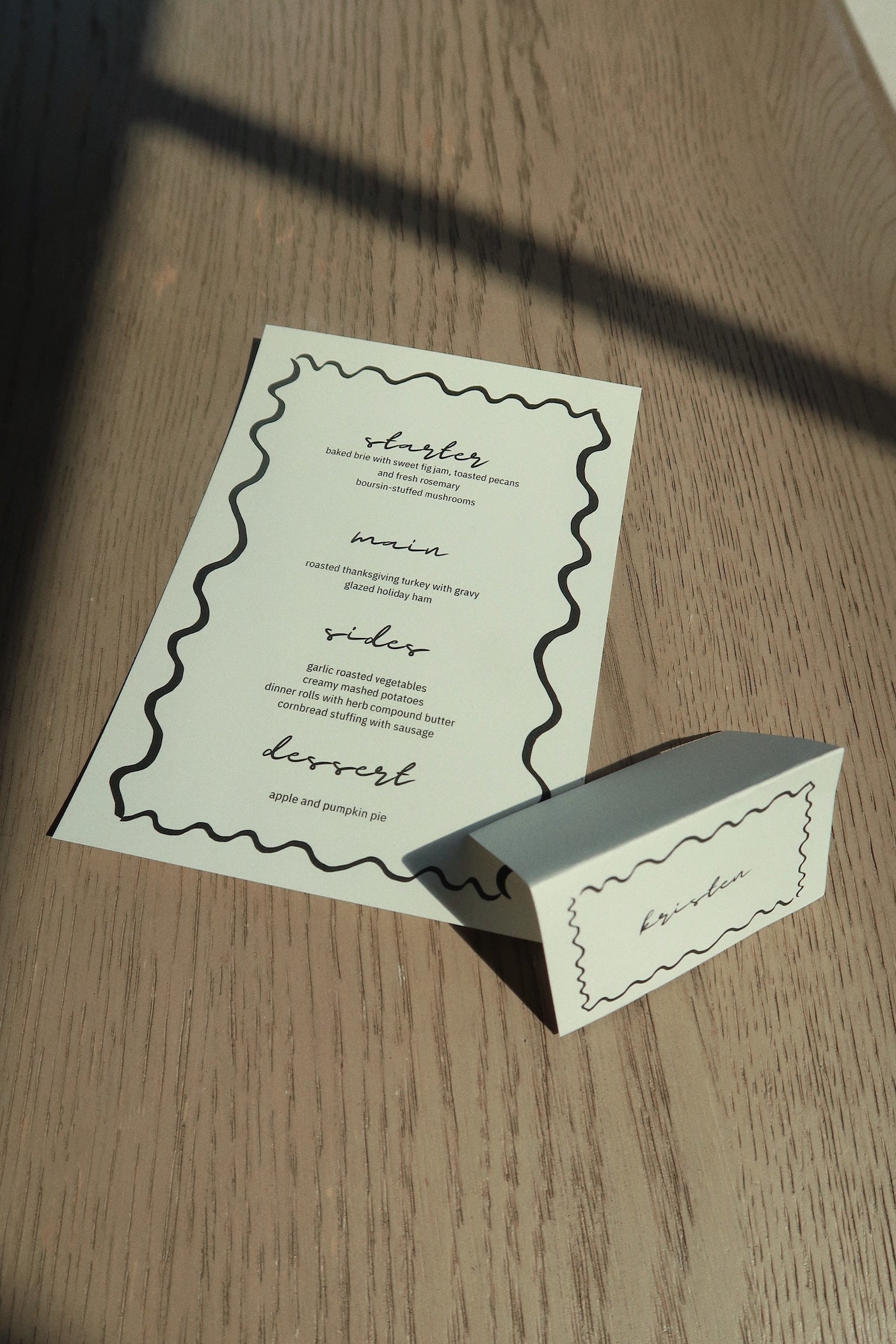 Free Menu + Place Cards - Digital Download