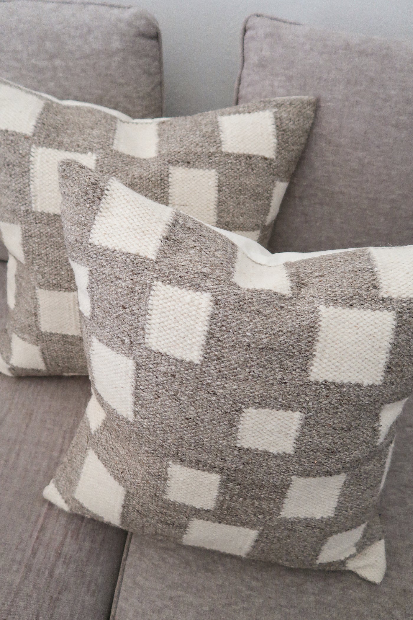 Vega Checkered Pillow - Taupe