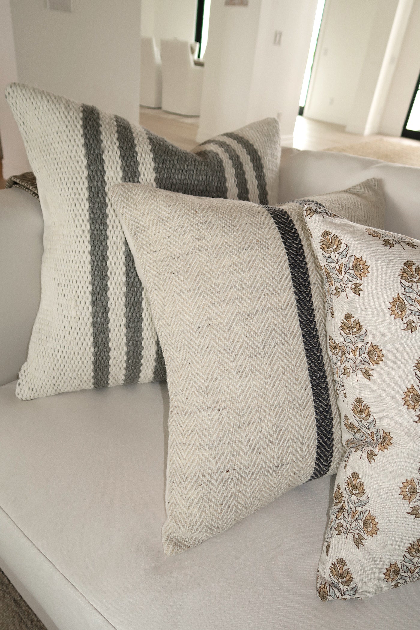 Tranquil Striped Pillow - Grey
