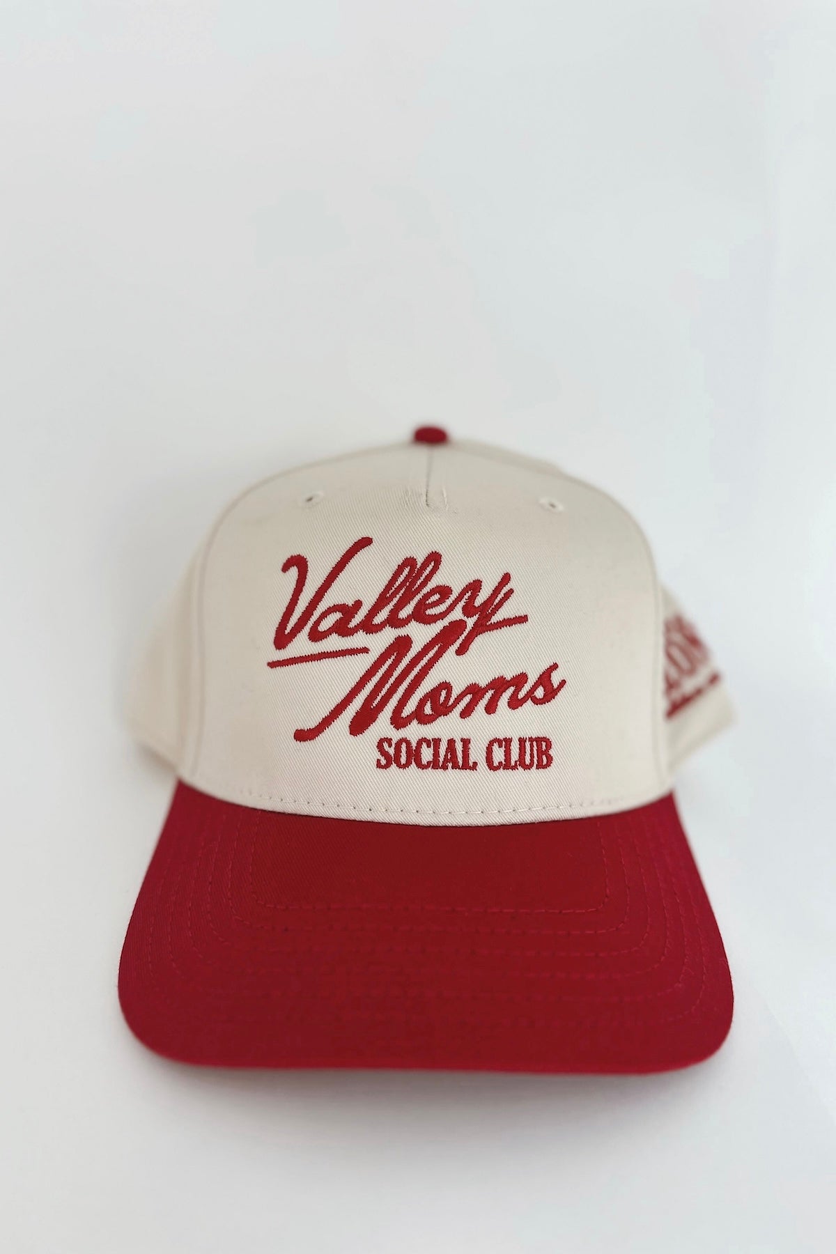 Valley Moms Social Club Hat - Cream + Red